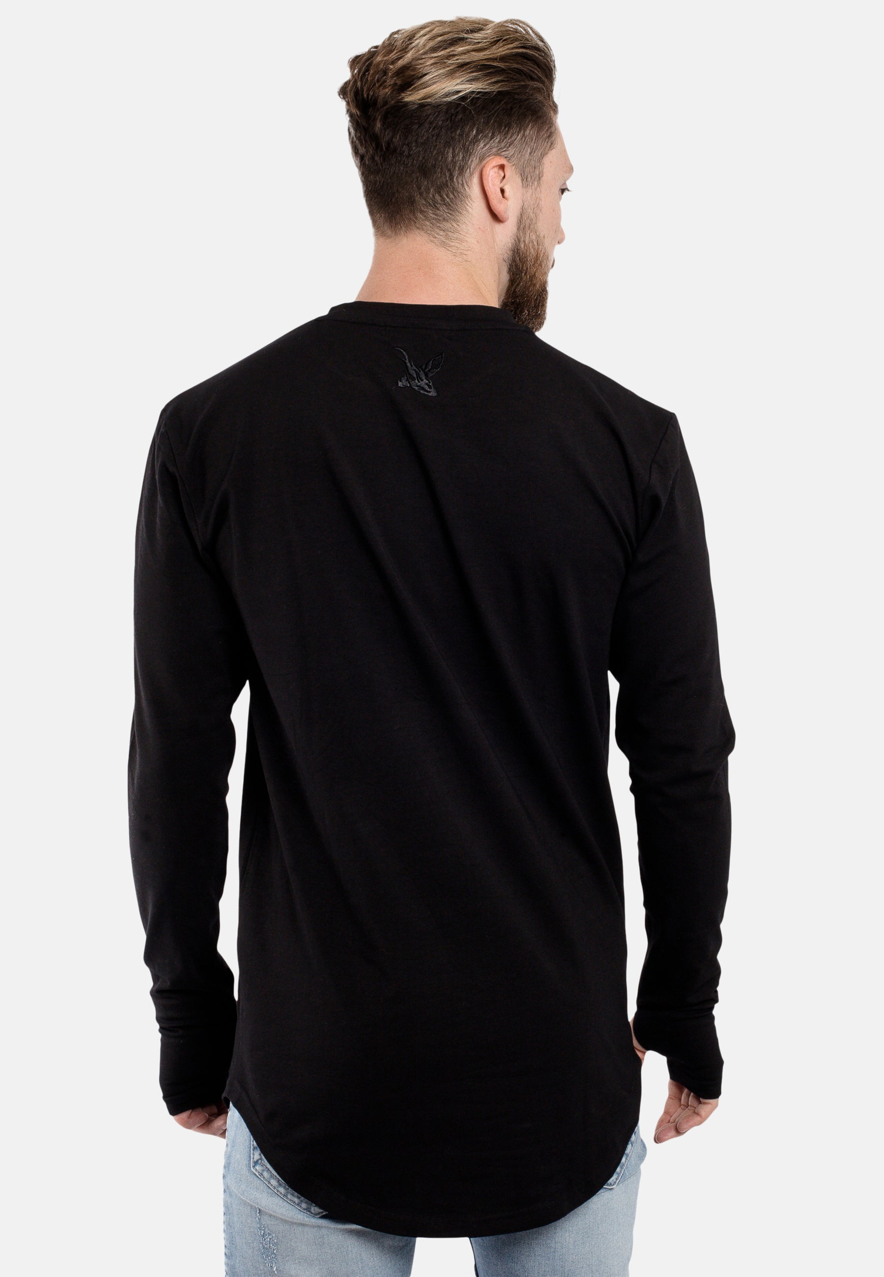 Blackskies-Round-Longline-Long-Sleeved-T-Shirt-Black-Back