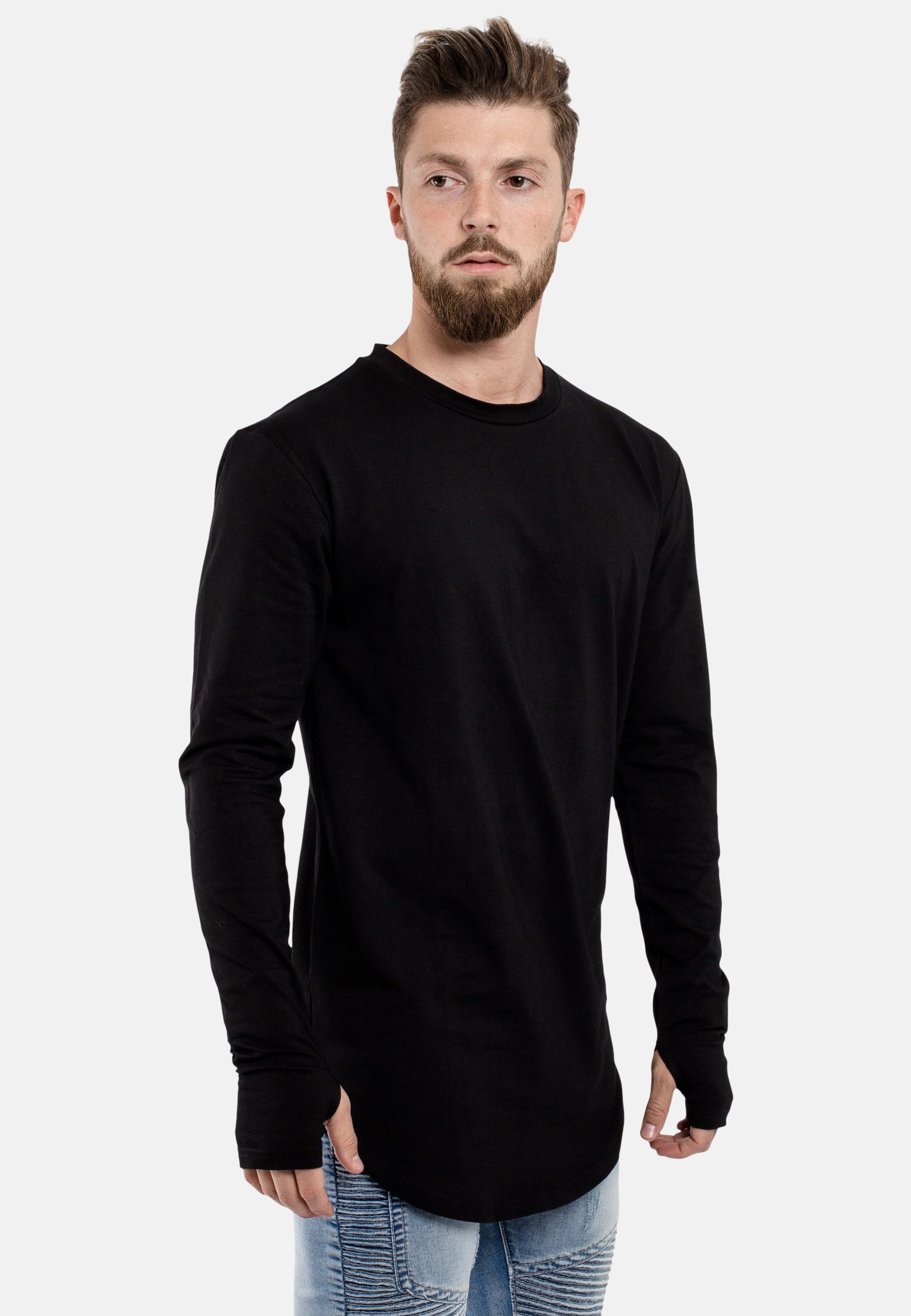 Blackskies-Round-Longline-Long-Sleeved-T-Shirt-Black-Details-LS