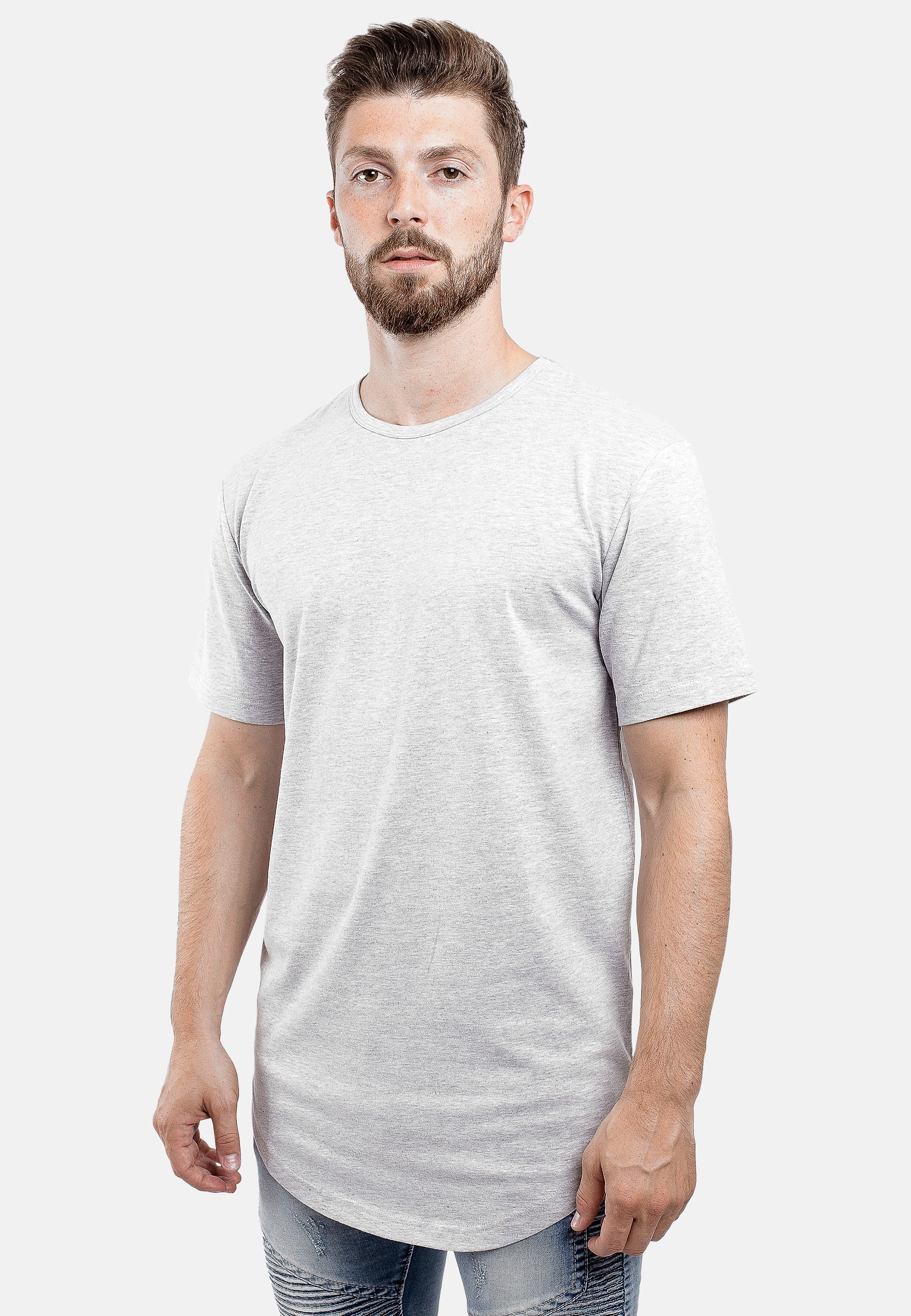 Blackskies Round Longline T-Shirt Ashgrey Mens Tee Streetwear Gray Side