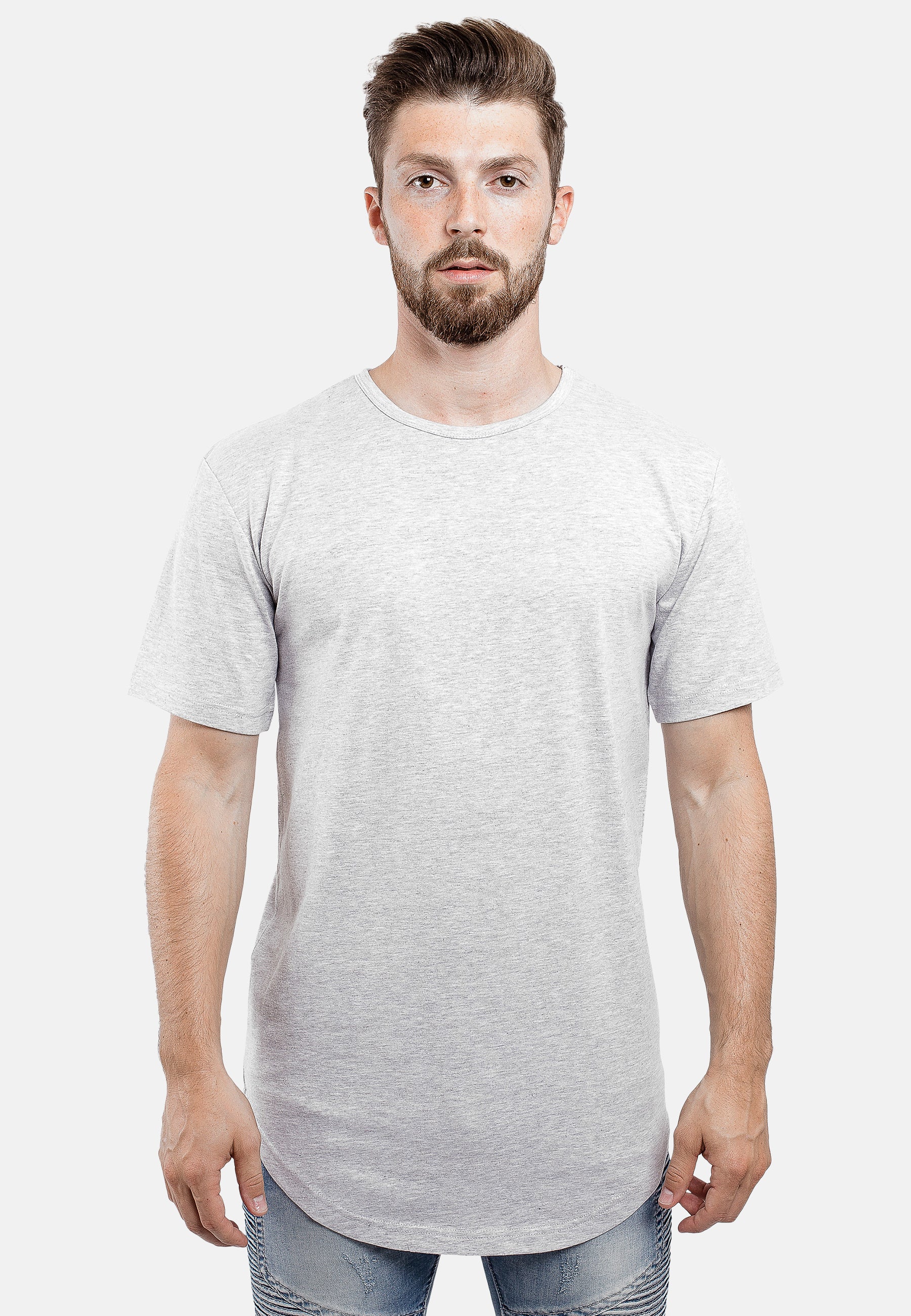 Blackskies Round Longline T-Shirt Ashgrey Mens Tee Streetwear Gray