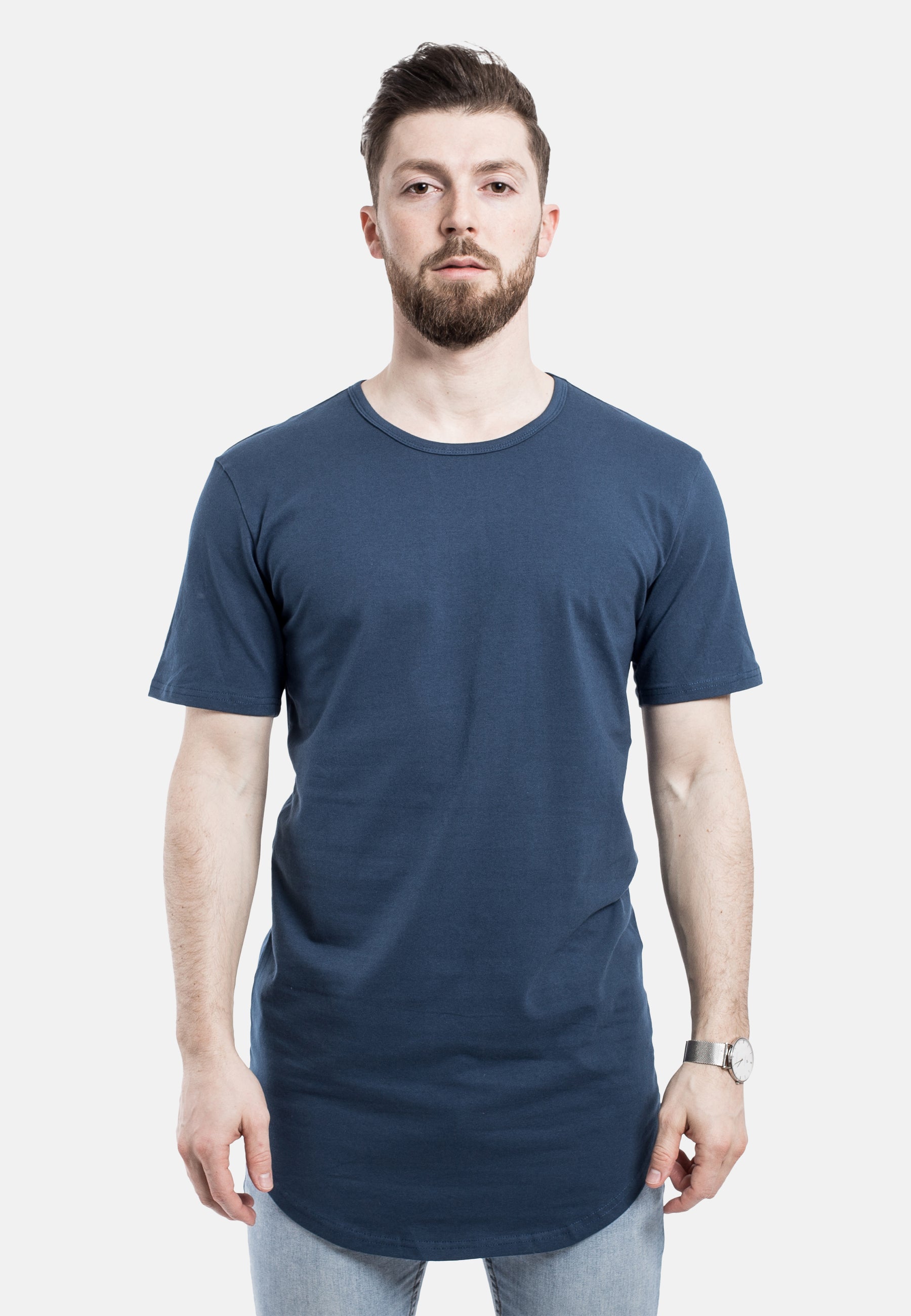 Blackskies-Round-Longline-T-Shirt-Blue-Curved-Hem