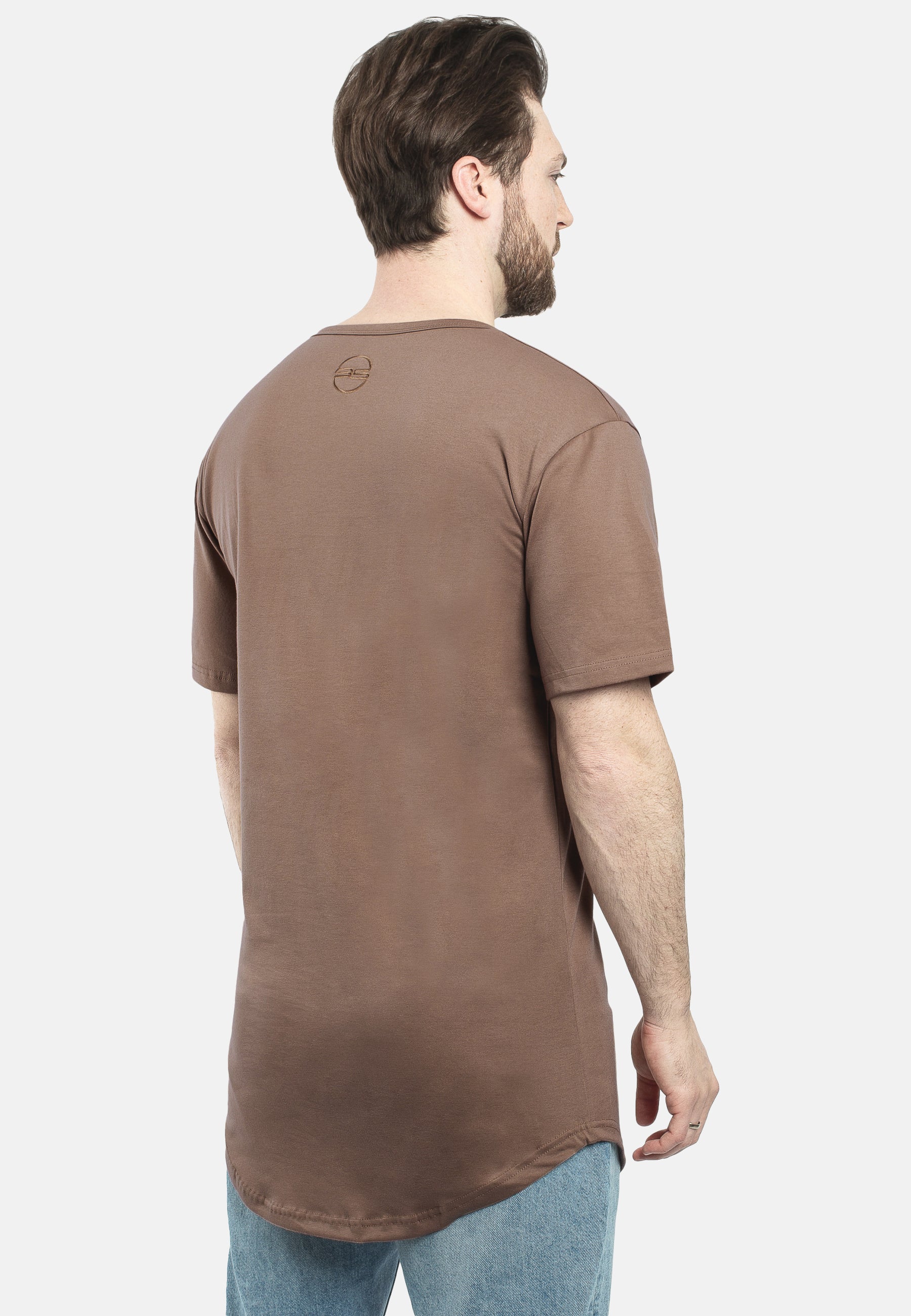 Blackskies-Round-Longline-T-Shirt-Brown-Back