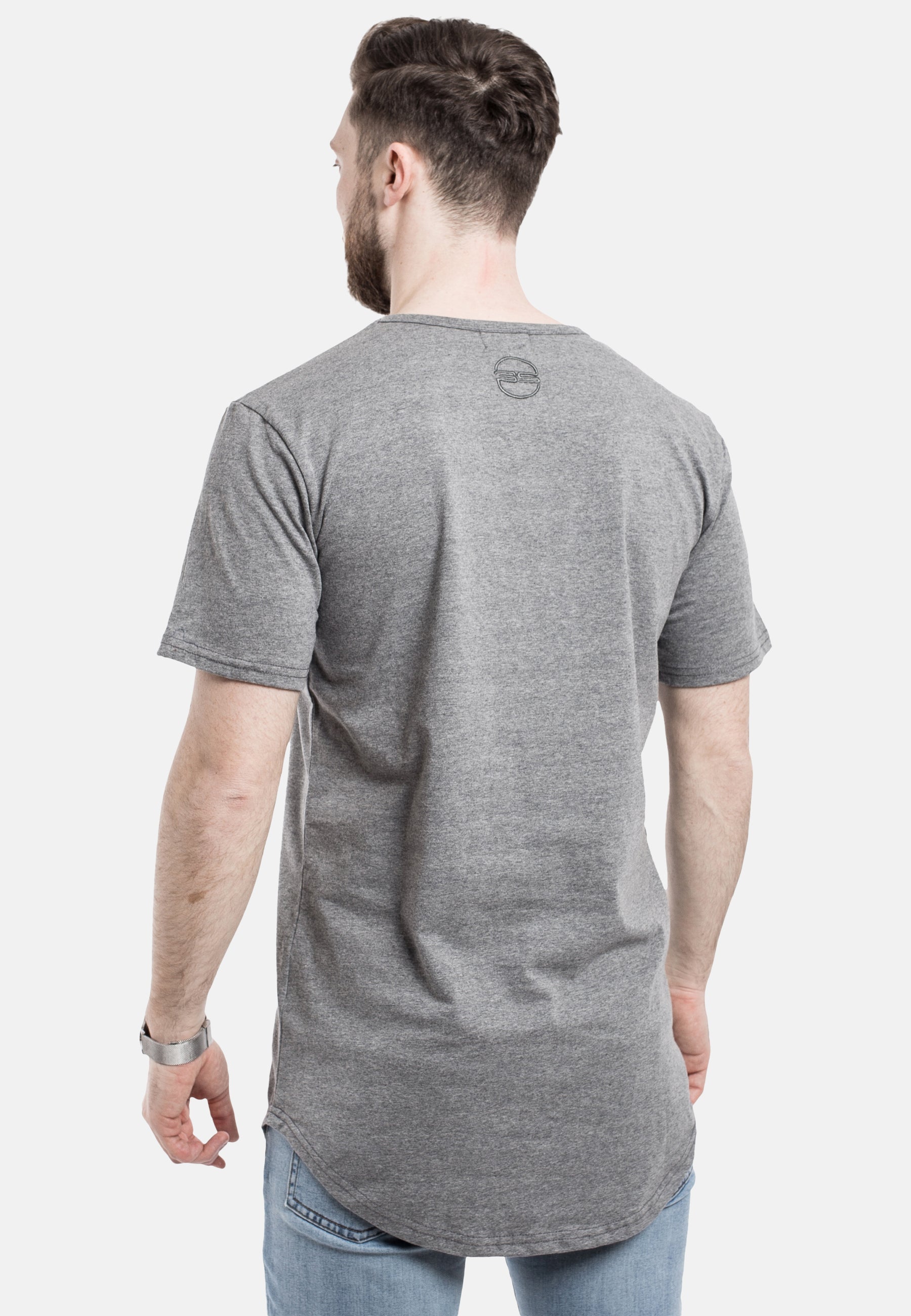 Blackskies-Round-Longline-T-Shirt-Grey-Curved-Hem-Back