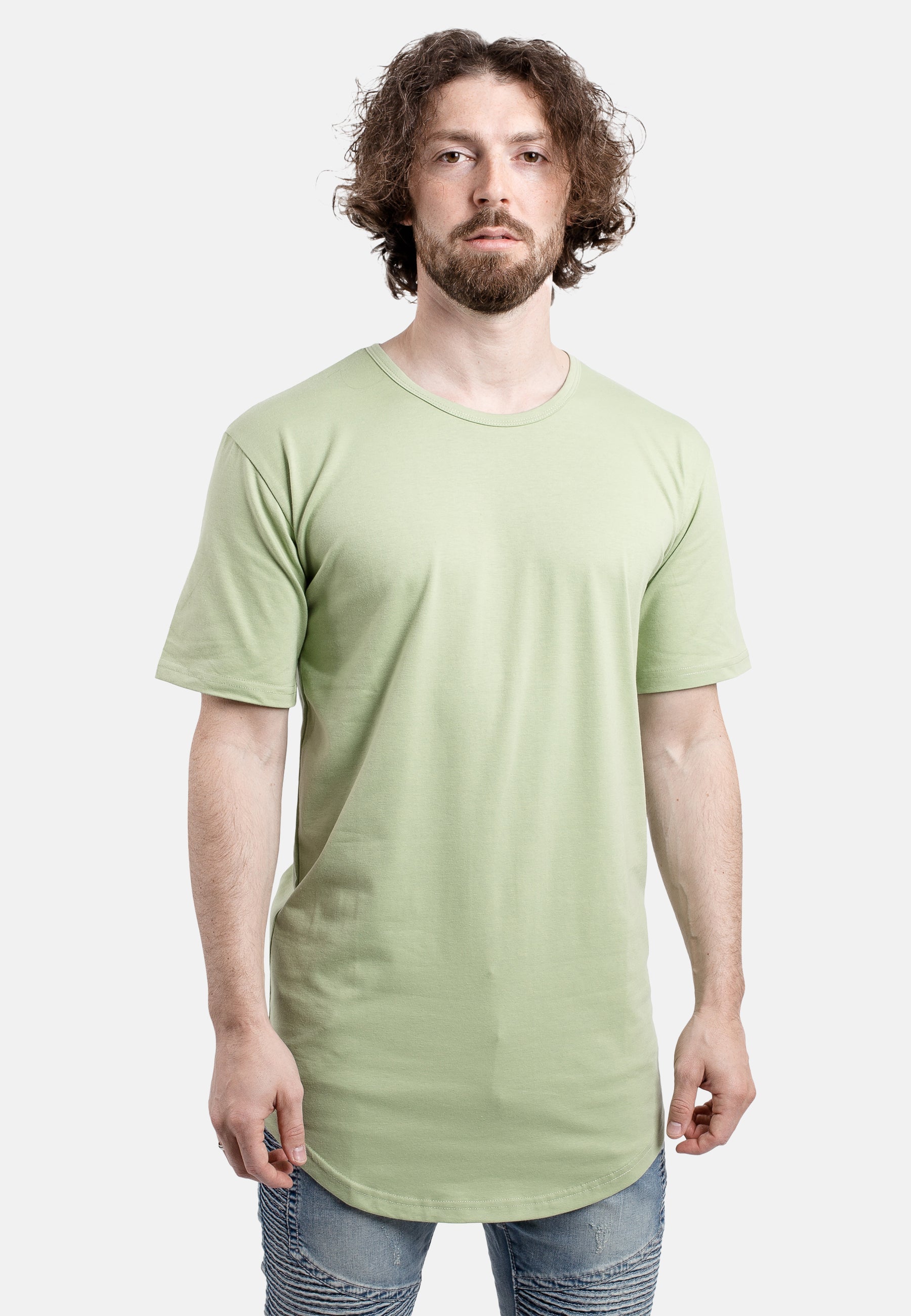 Blackskies-Round-Longline-T-Shirt-Sage-Green-Side