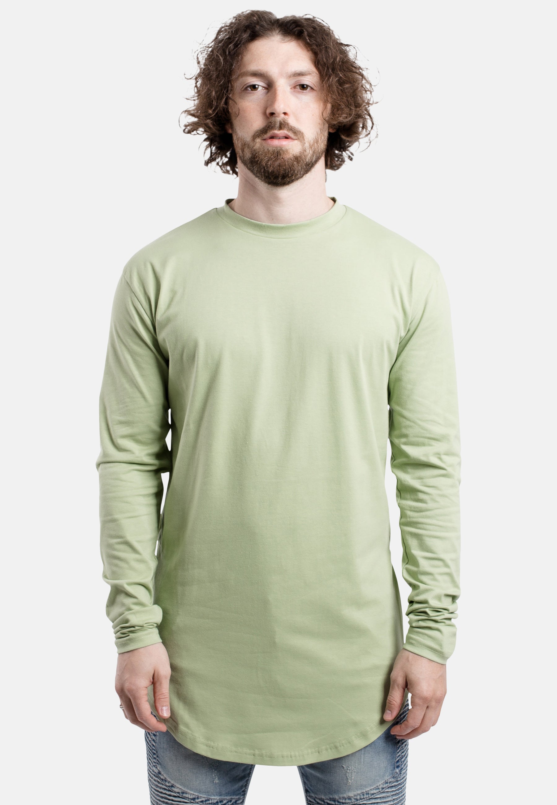 Blackskies-Side-Zip-Long-Sleeve-Longline-T-Shirt-Sage-Green
