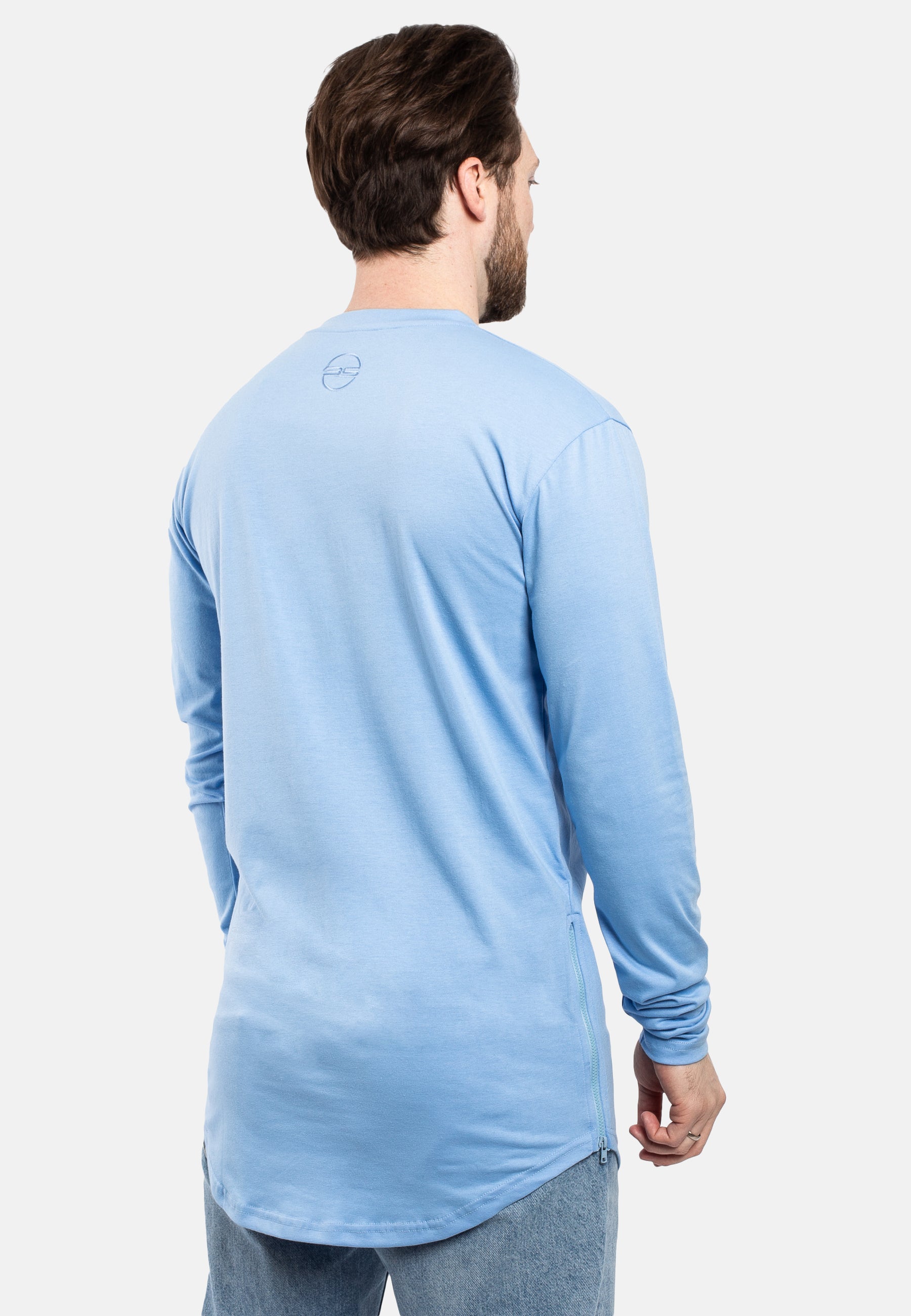 Blackskies-Side-Zip-Long-Sleeve-Longline-T-Shirt-Sky-Blue-Long-Tee-Mens-Back-2