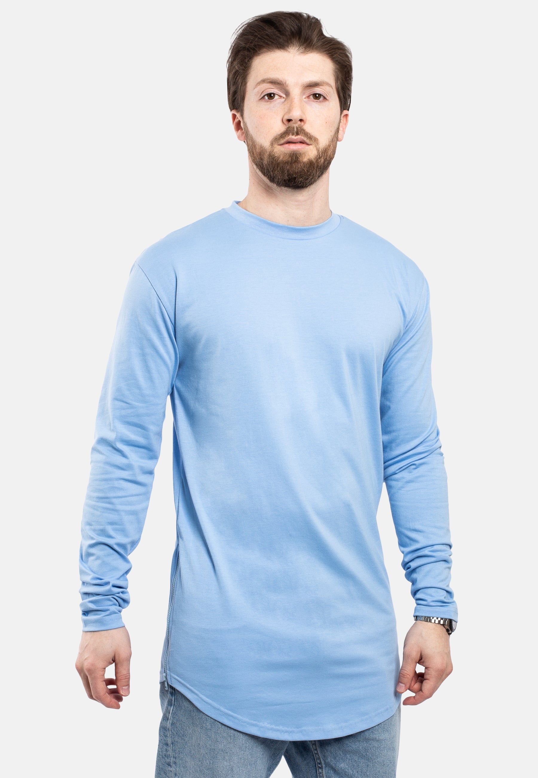 Blackskies-Side-Zip-Long-Sleeve-Longline-T-Shirt-Sky-Blue-Long-Tee-Mens-Side-Pose