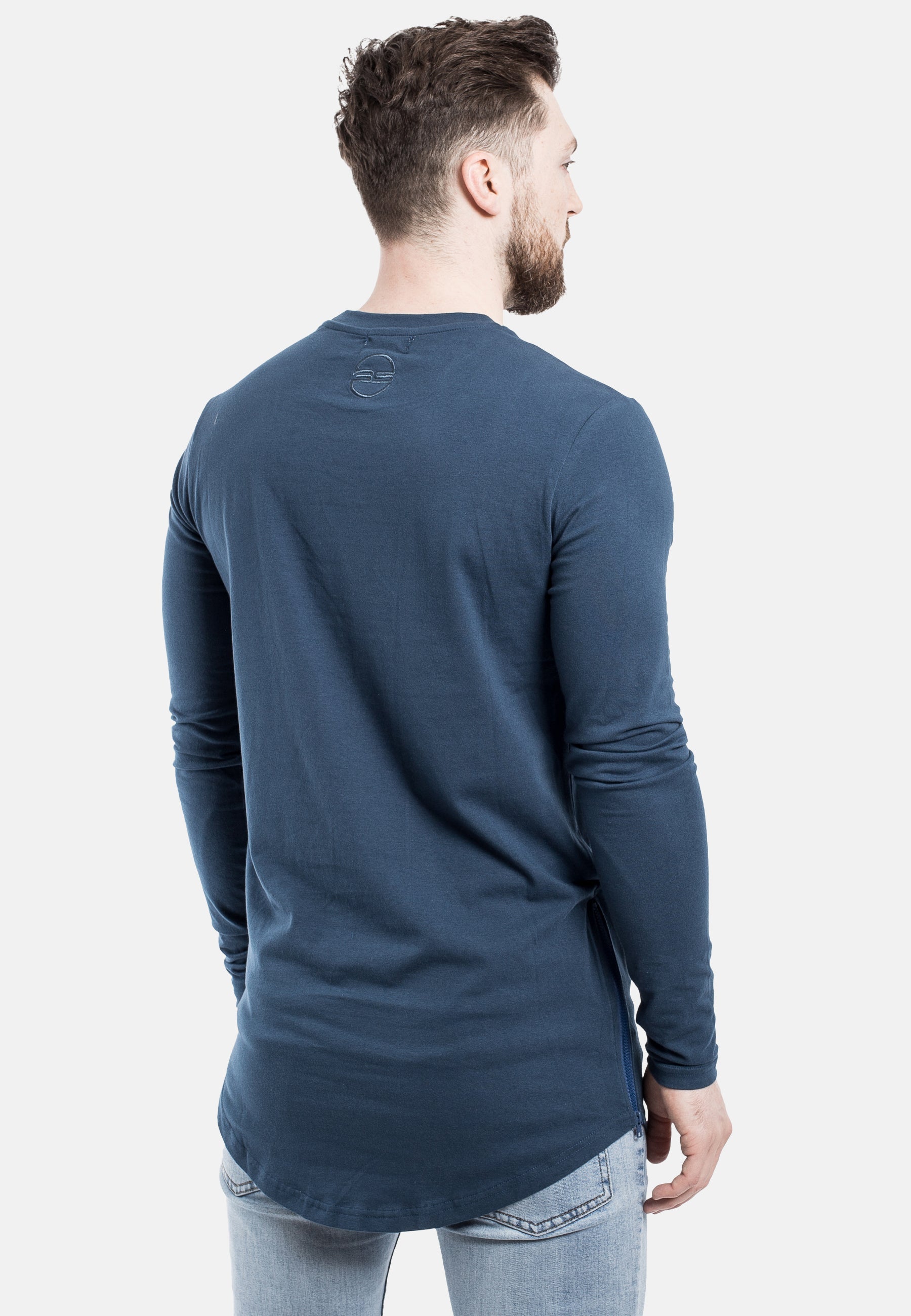 Blackskies-Side-Zip-Longline-Long-Sleeve-T-Shirt-Blue-Curved-Hem-Back