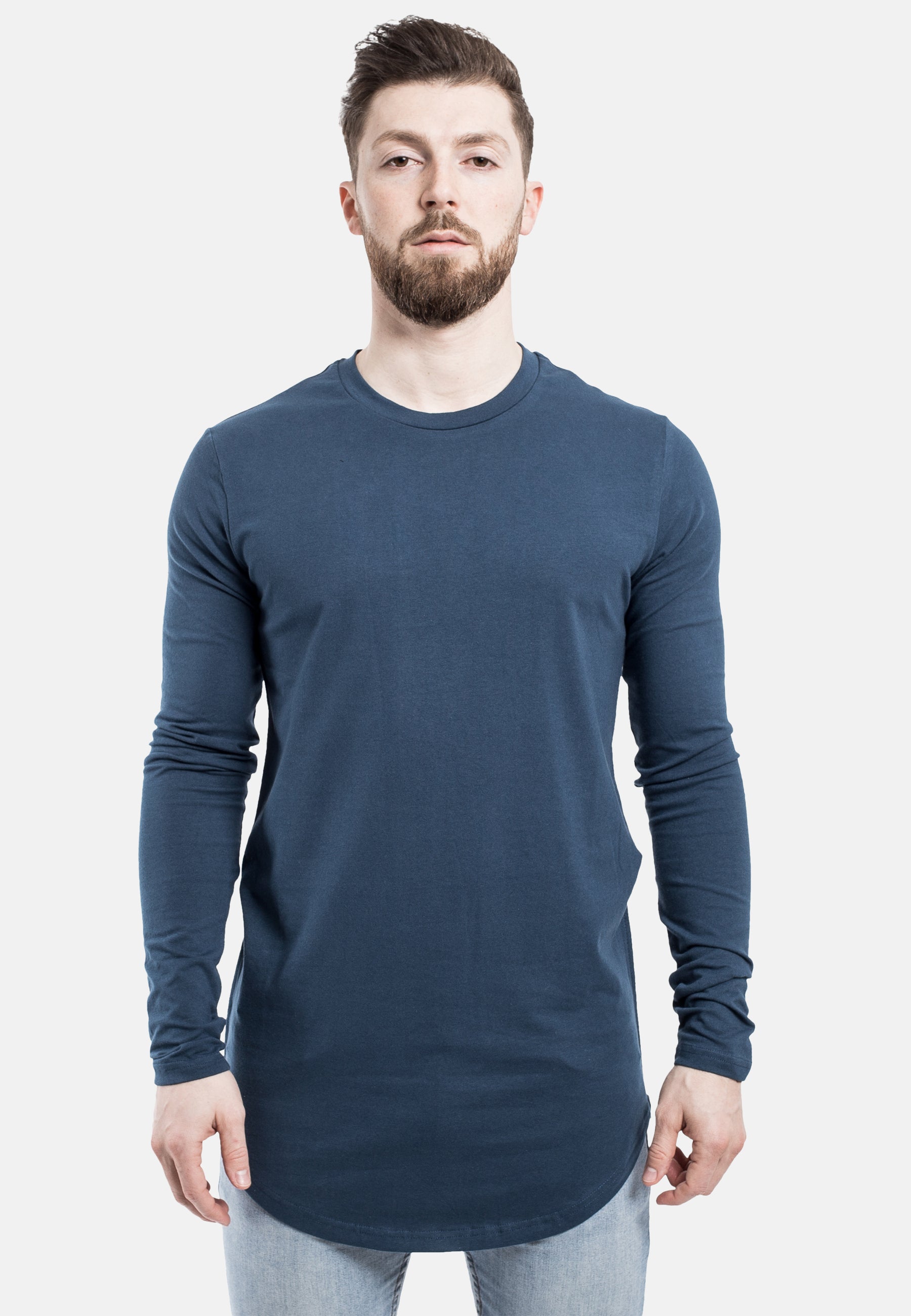 Blackskies-Side-Zip-Longline-Long-Sleeve-T-Shirt-Blue-Curved-Hem