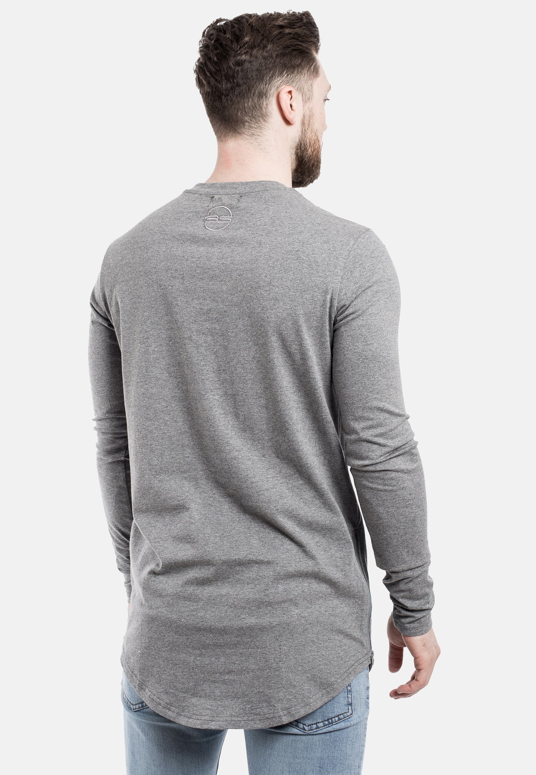 Blackskies-Side-Zip-Longline-Long-Sleeve-T-Shirt-Grey-Curved-Hem-Back-Side