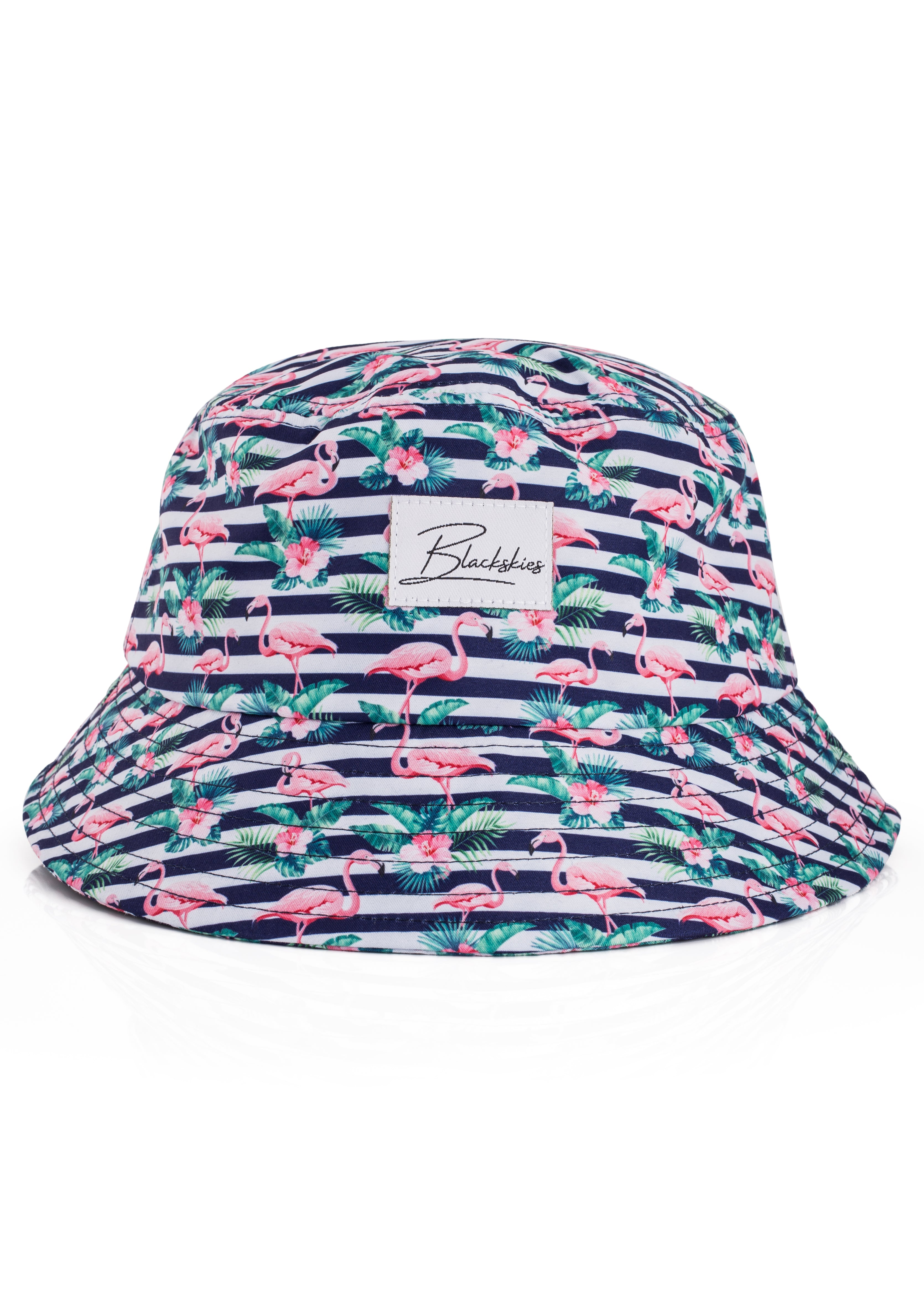 Blackskies-Tropical-Flamingo-Bucket-Hat-Blue-White-Striped-2