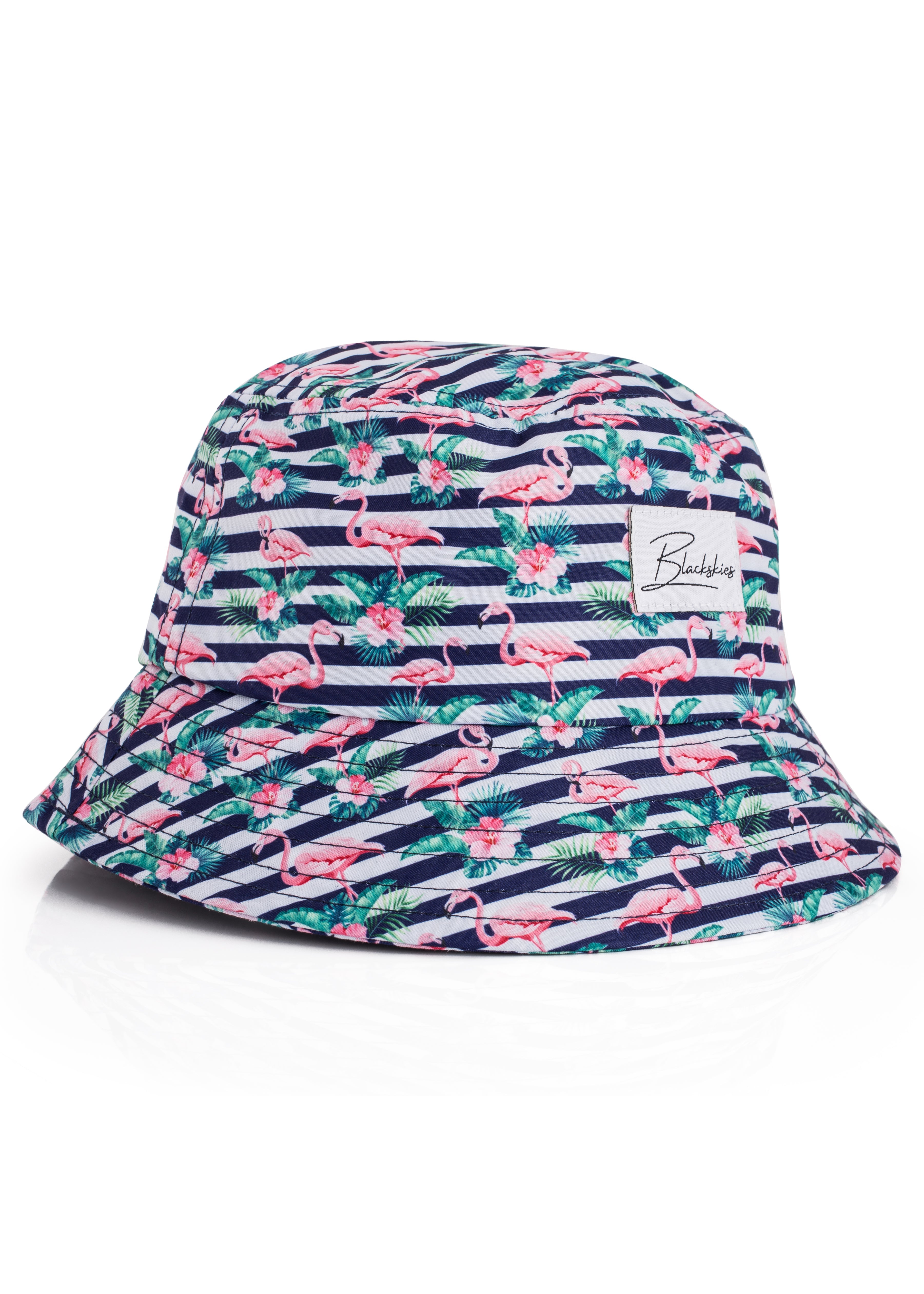 Blackskies-Tropical-Flamingo-Bucket-Hat-Blue-White-Striped-4