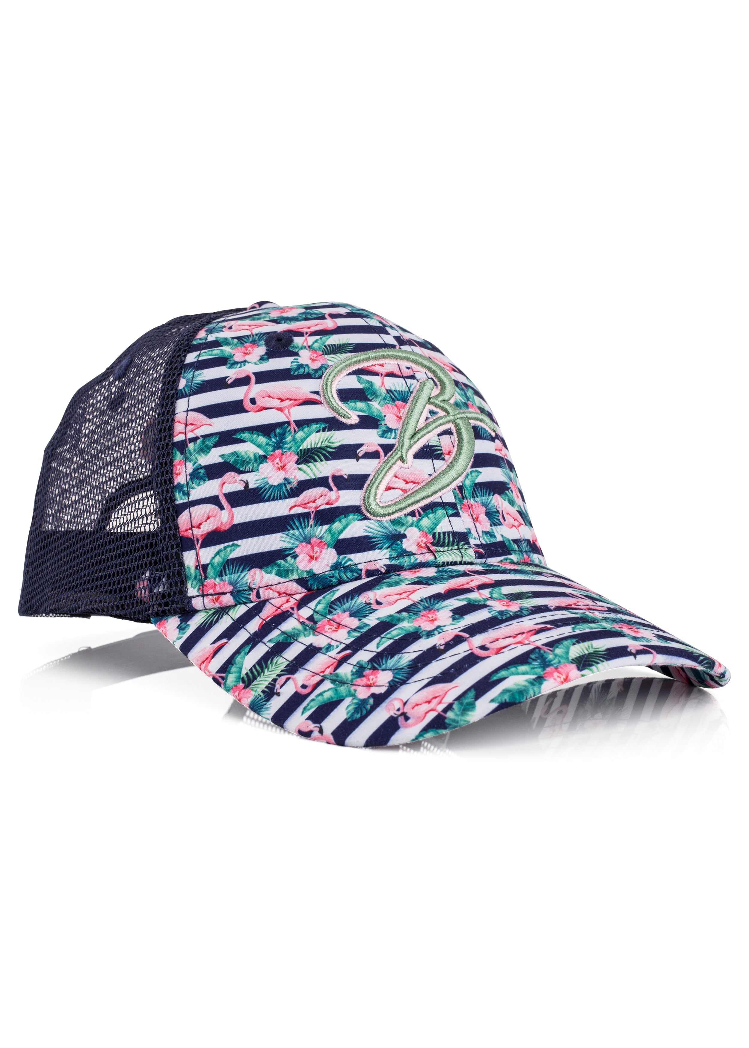 Blackskies-Tropical-Flamingo-Trucker-Cap-Blue-White-Striped-1