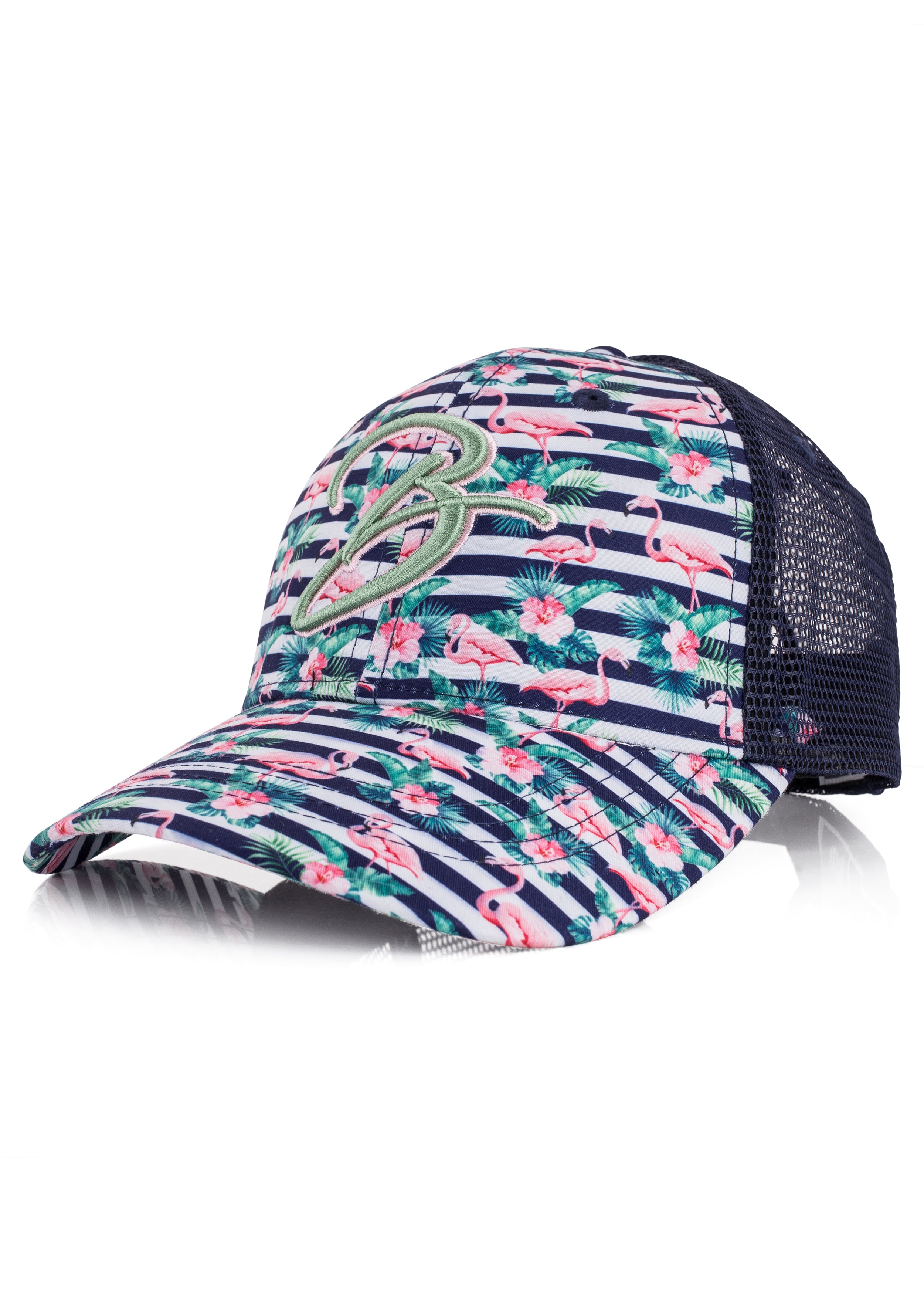 Blackskies-Tropical-Flamingo-Trucker-Cap-Blue-White-Striped-2