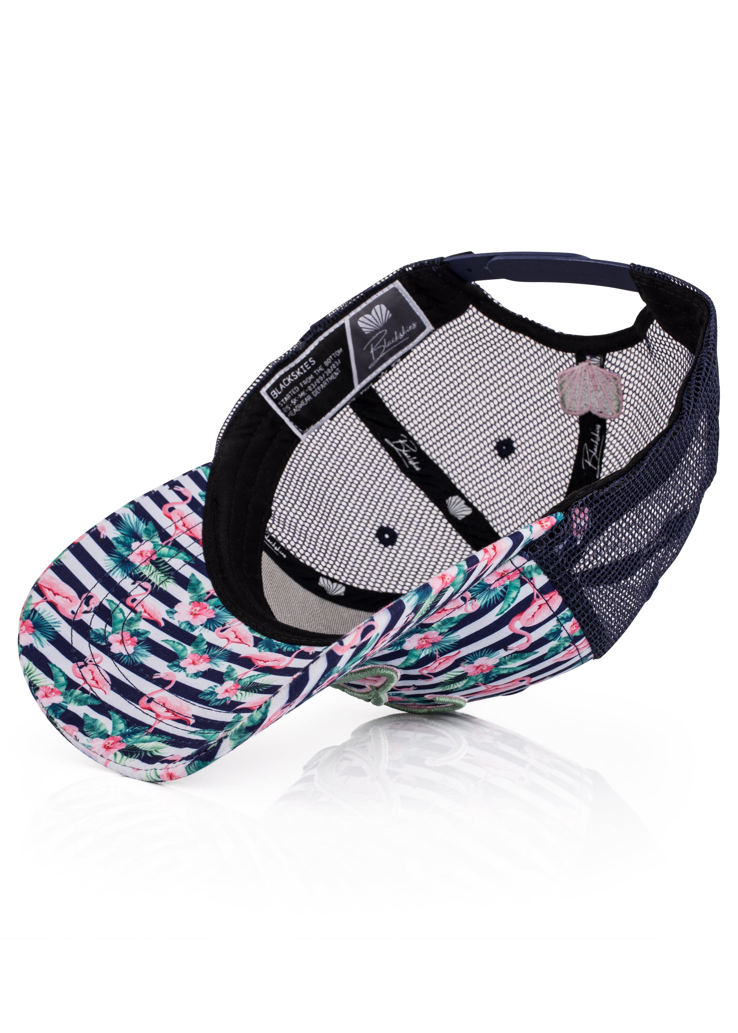 Blackskies-Tropical-Flamingo-Trucker-Cap-Blue-White-Striped-5