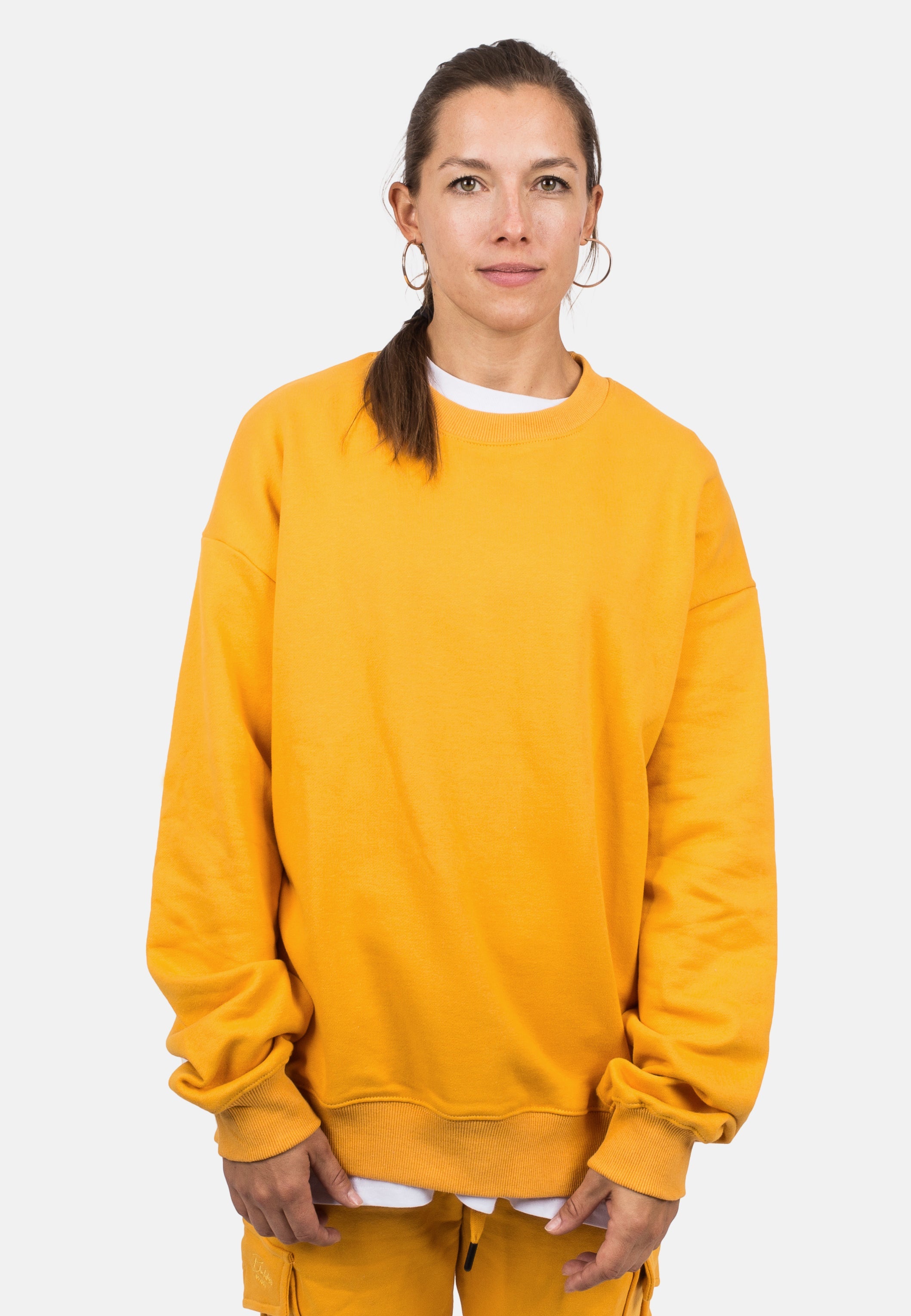Blackskies-Unisex-Oversized-Heavyweight-Crewneck-Sweater-Mustard-Female-2
