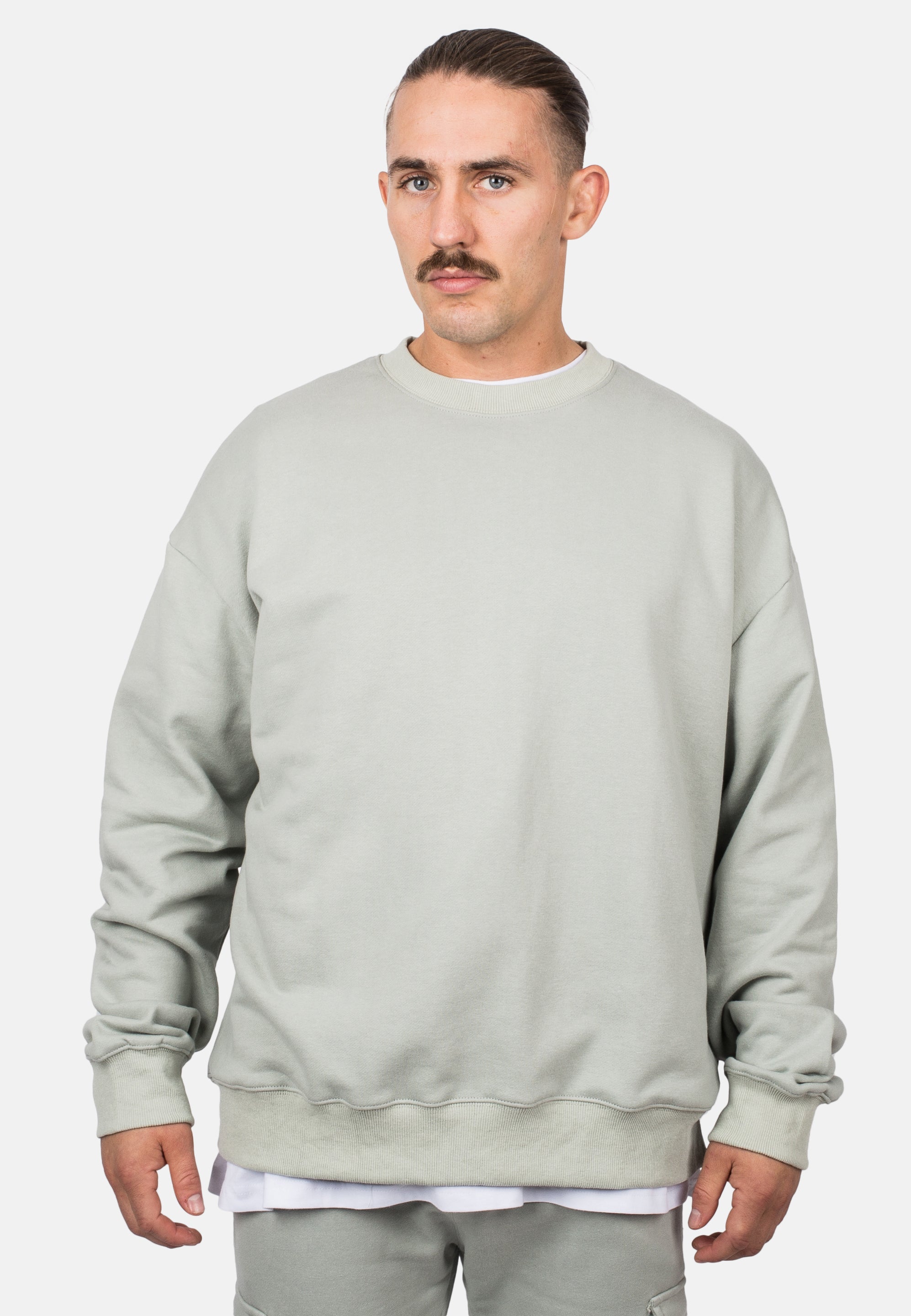 Blackskies-Unisex-Oversized-Heavyweight-Crewneck-Sweater-Sage-Male-Front