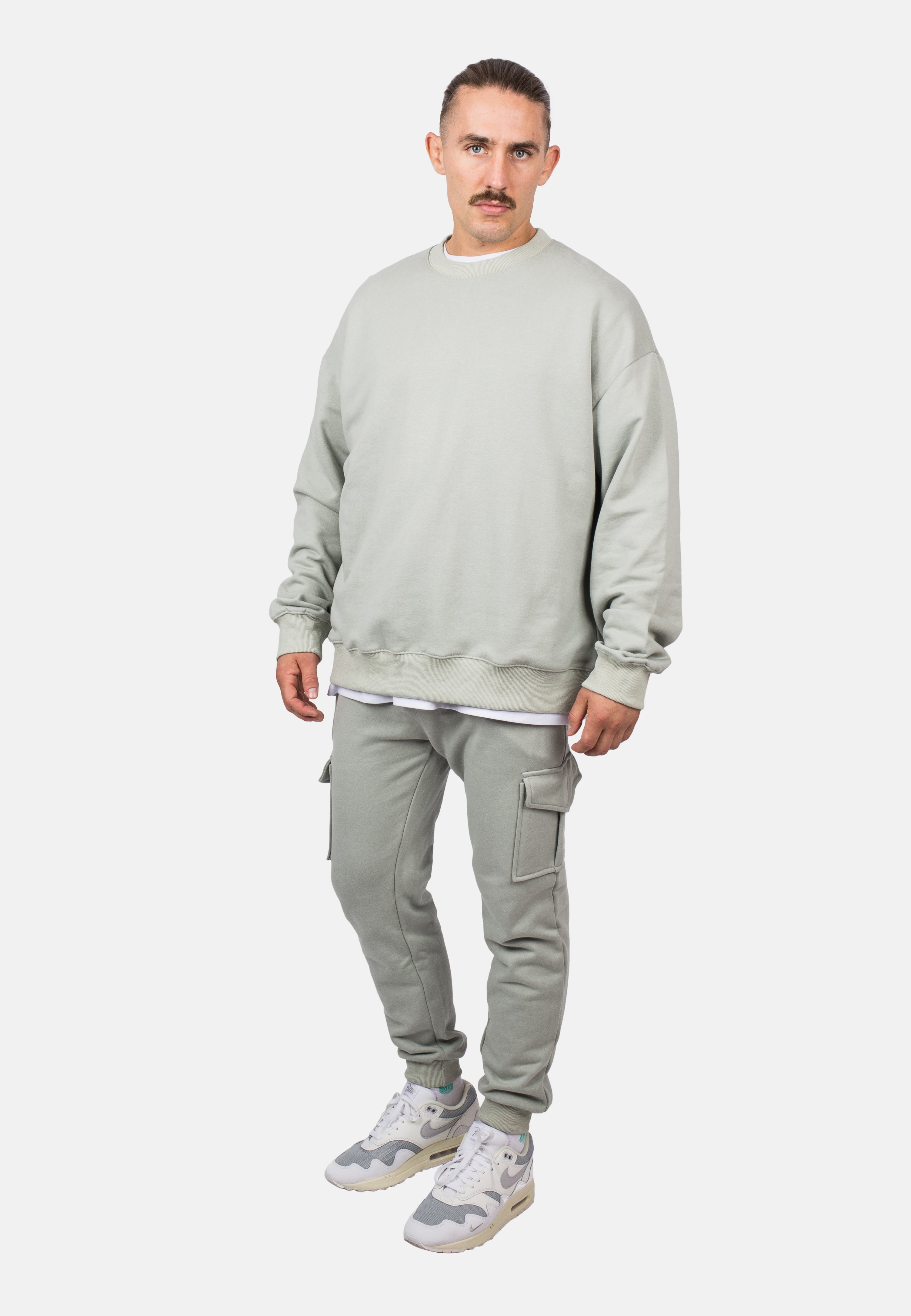 Blackskies-Unisex-Oversized-Heavyweight-Crewneck-Sweater-Sage-Male-Full-Outfit
