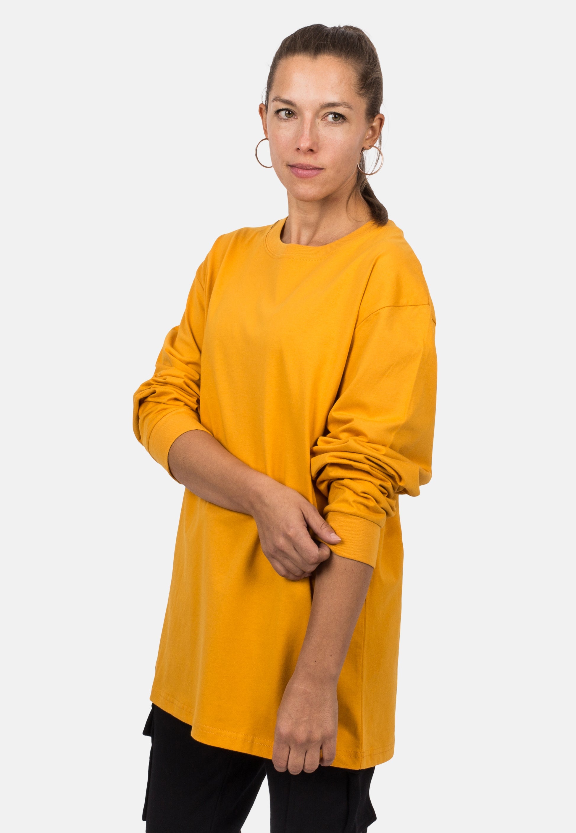 Blackskies-Unisex-Oversized-Long-Sleeve-Shirt-Mustard-Female-5