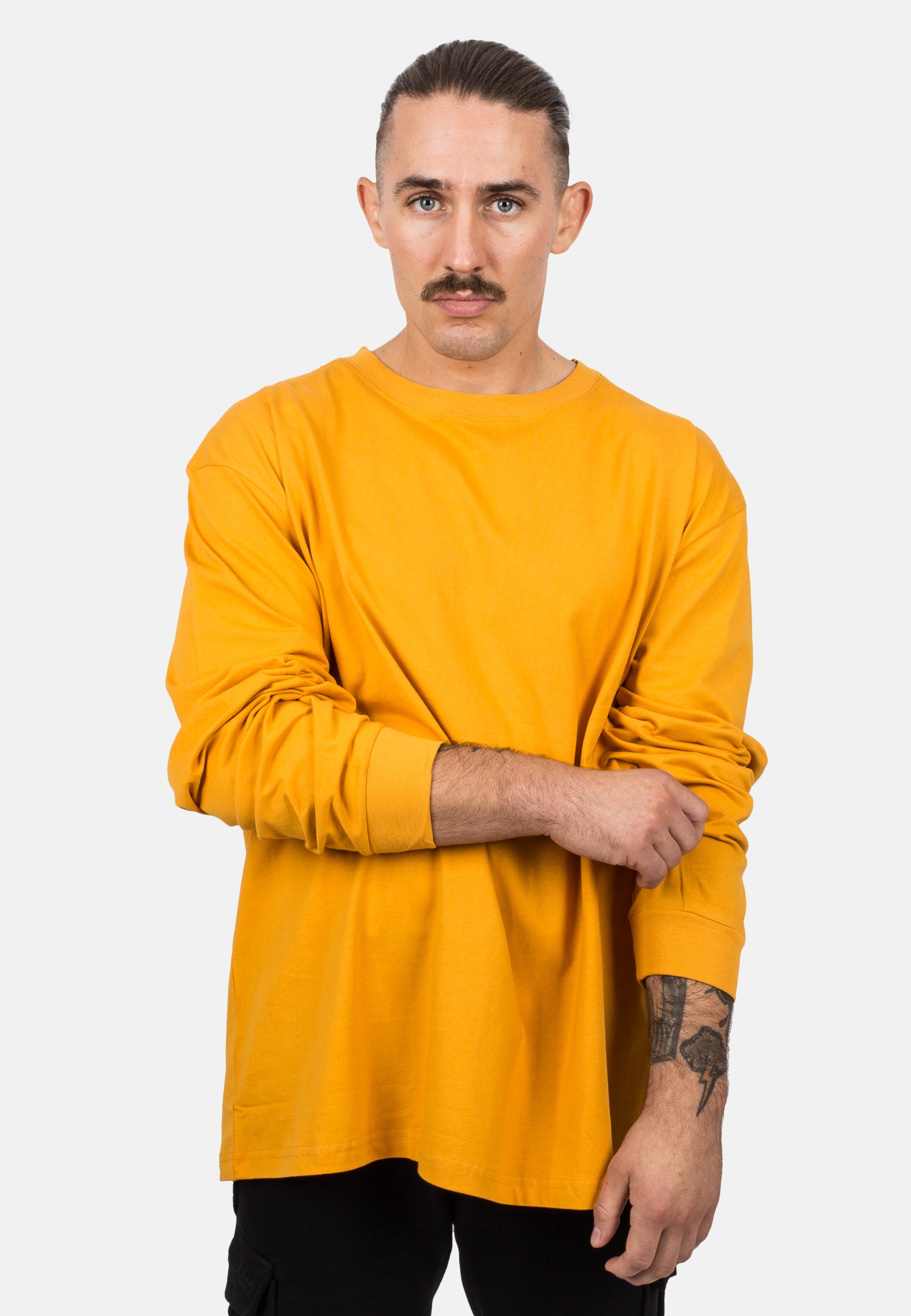 Blackskies-Unisex-Oversized-Long-Sleeve-Shirt-Mustard-Male-6