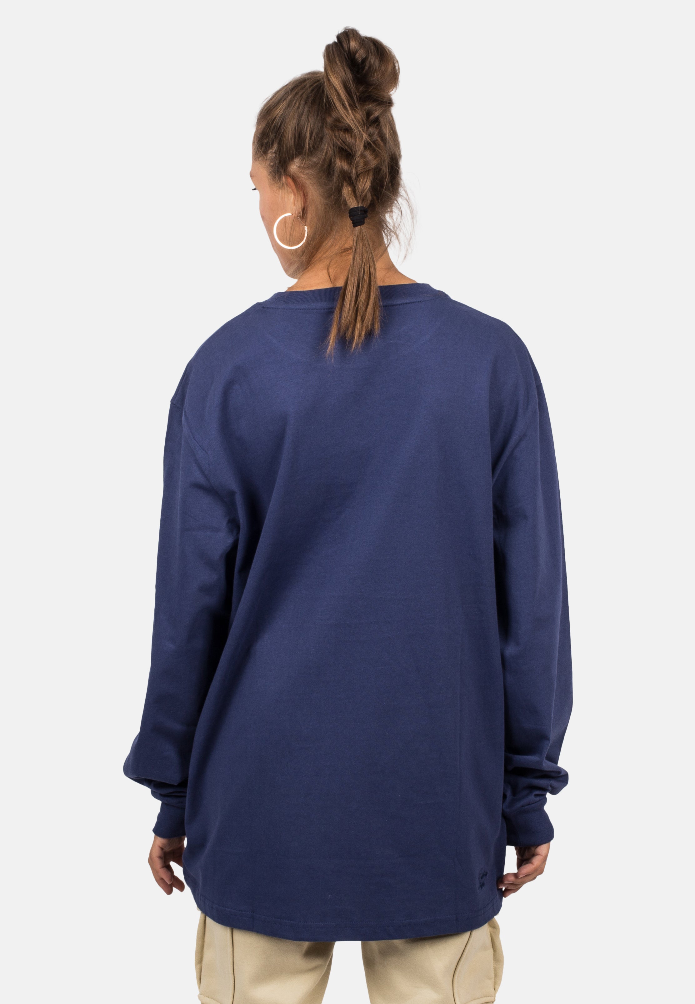 Blackskies-Unisex-Oversized-Long-Sleeve-Shirt-Navy-Blue-Female-4