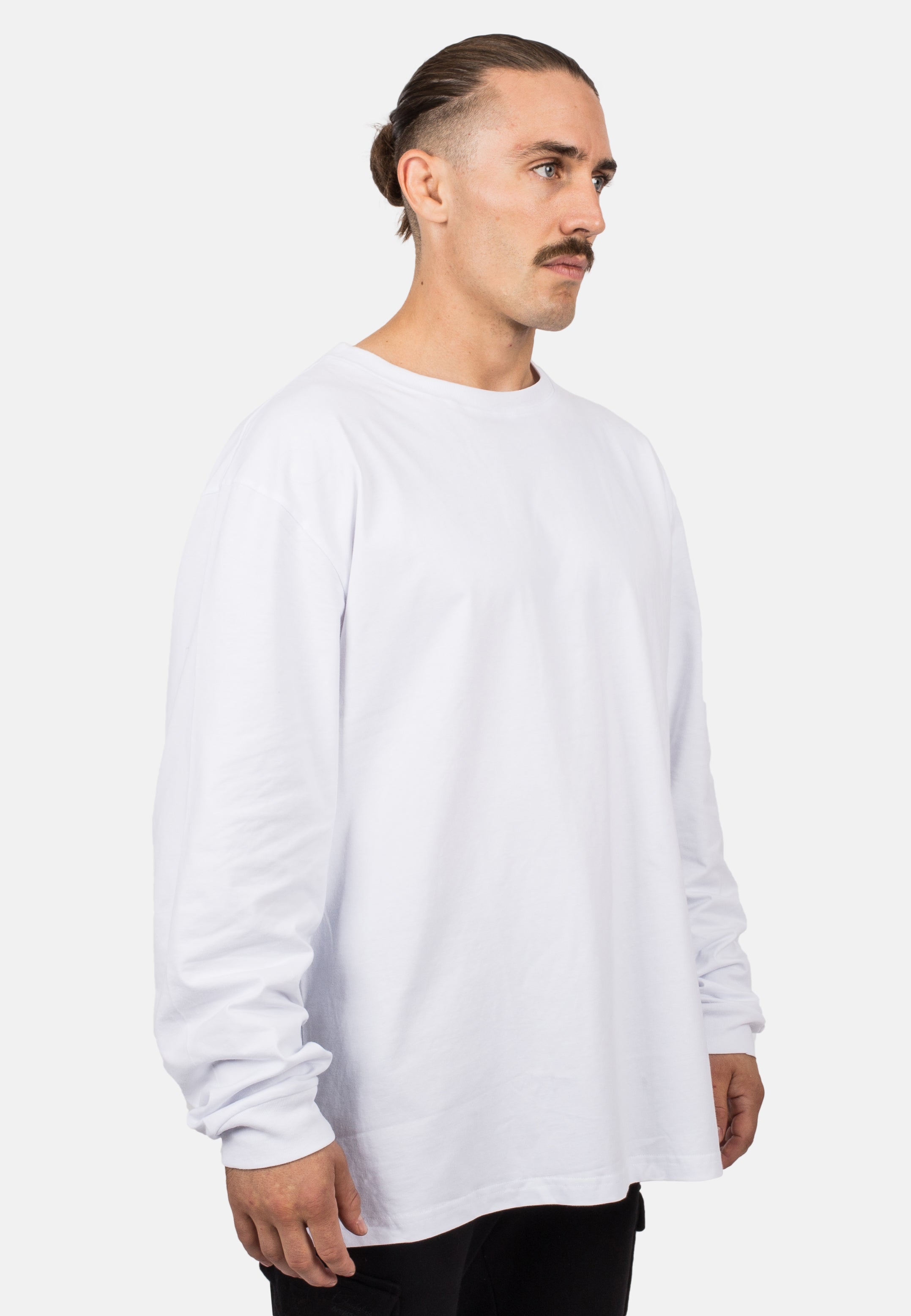 Blackskies-Unisex-Oversized-Long-Sleeve-Shirt-White-Male-Side