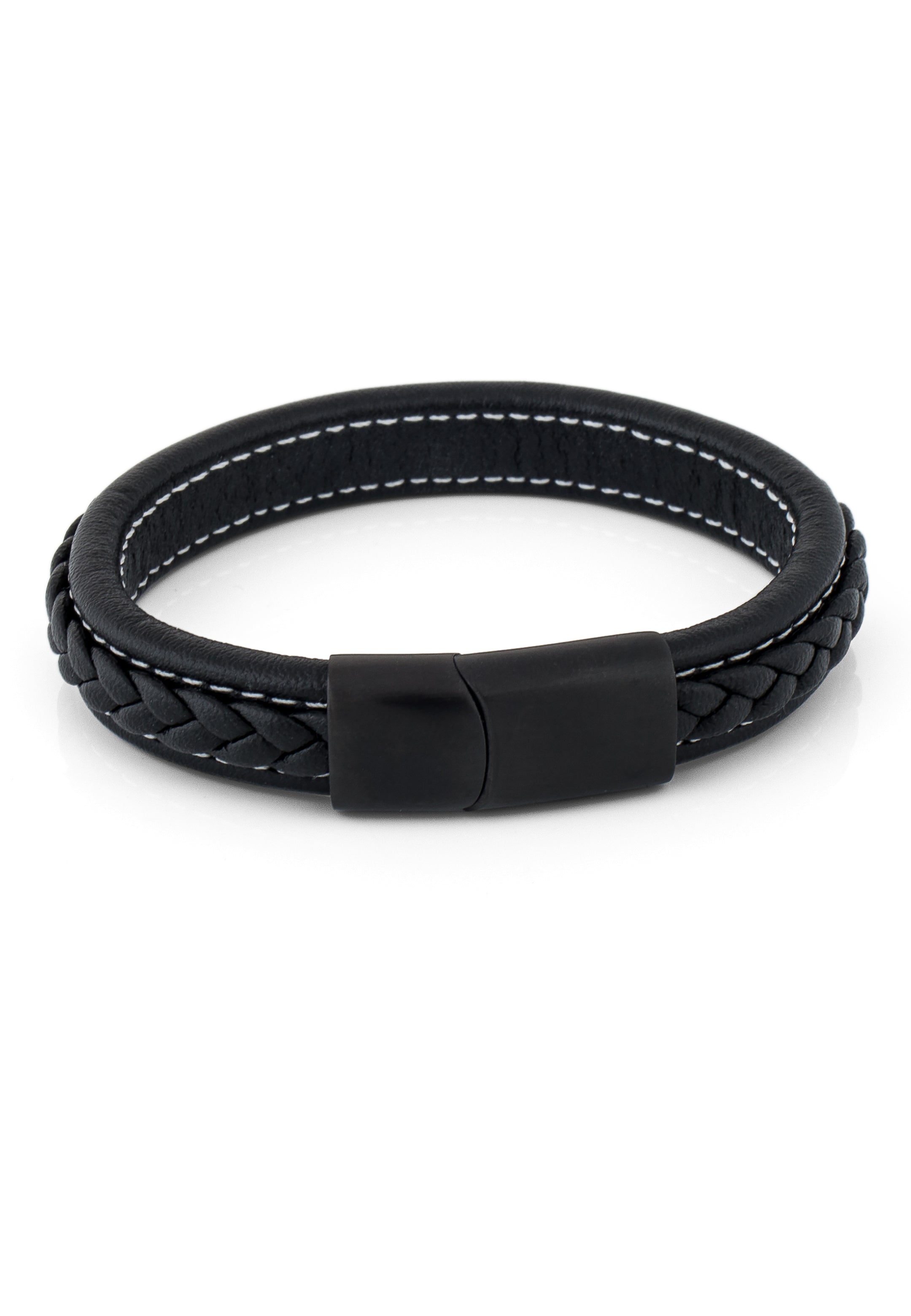 Fides-Leather-Bracelet-Mens-Matte-Black-Black