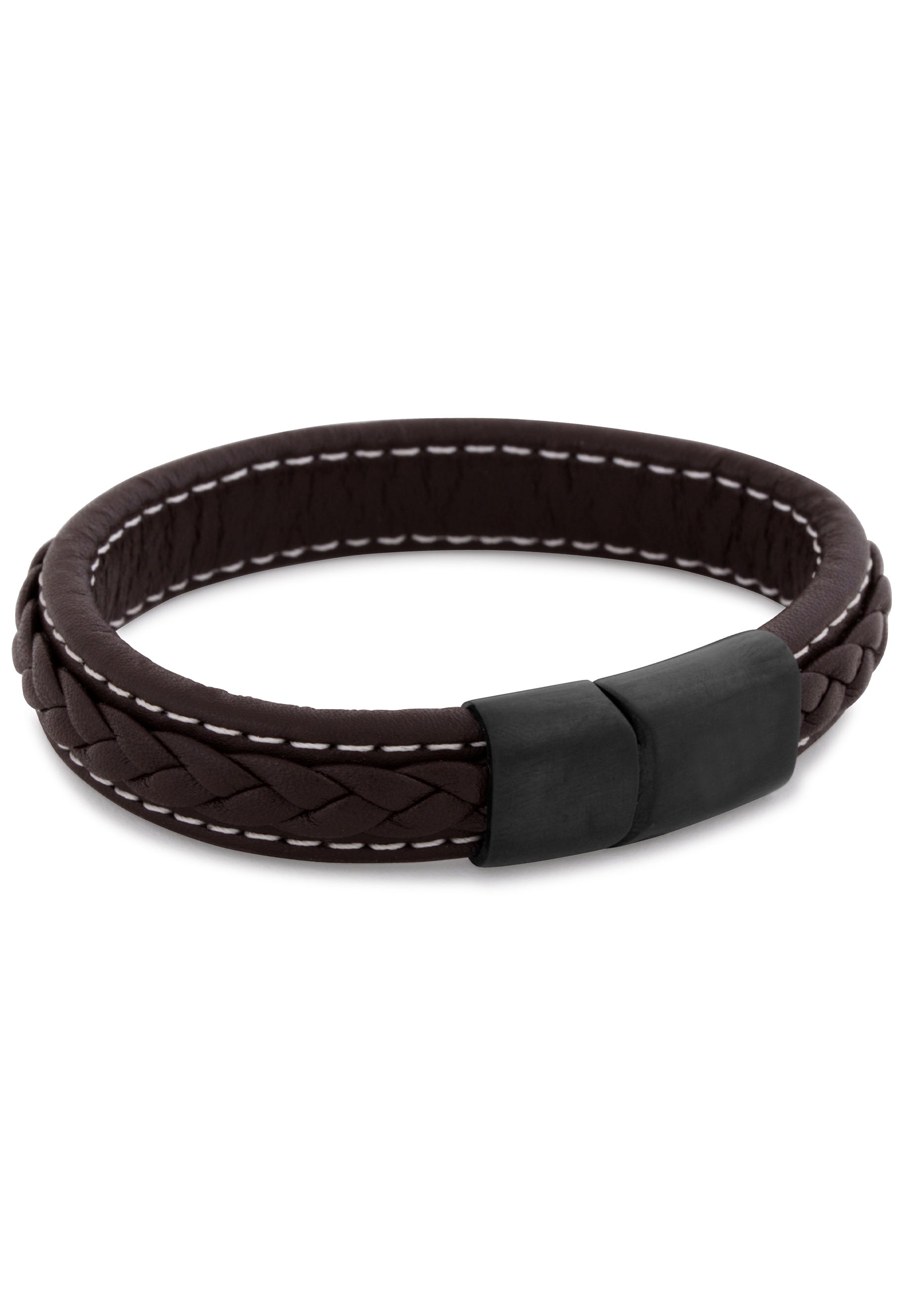 Fides-Leather-Bracelet-Mens-Matte-Black-Brown-Side