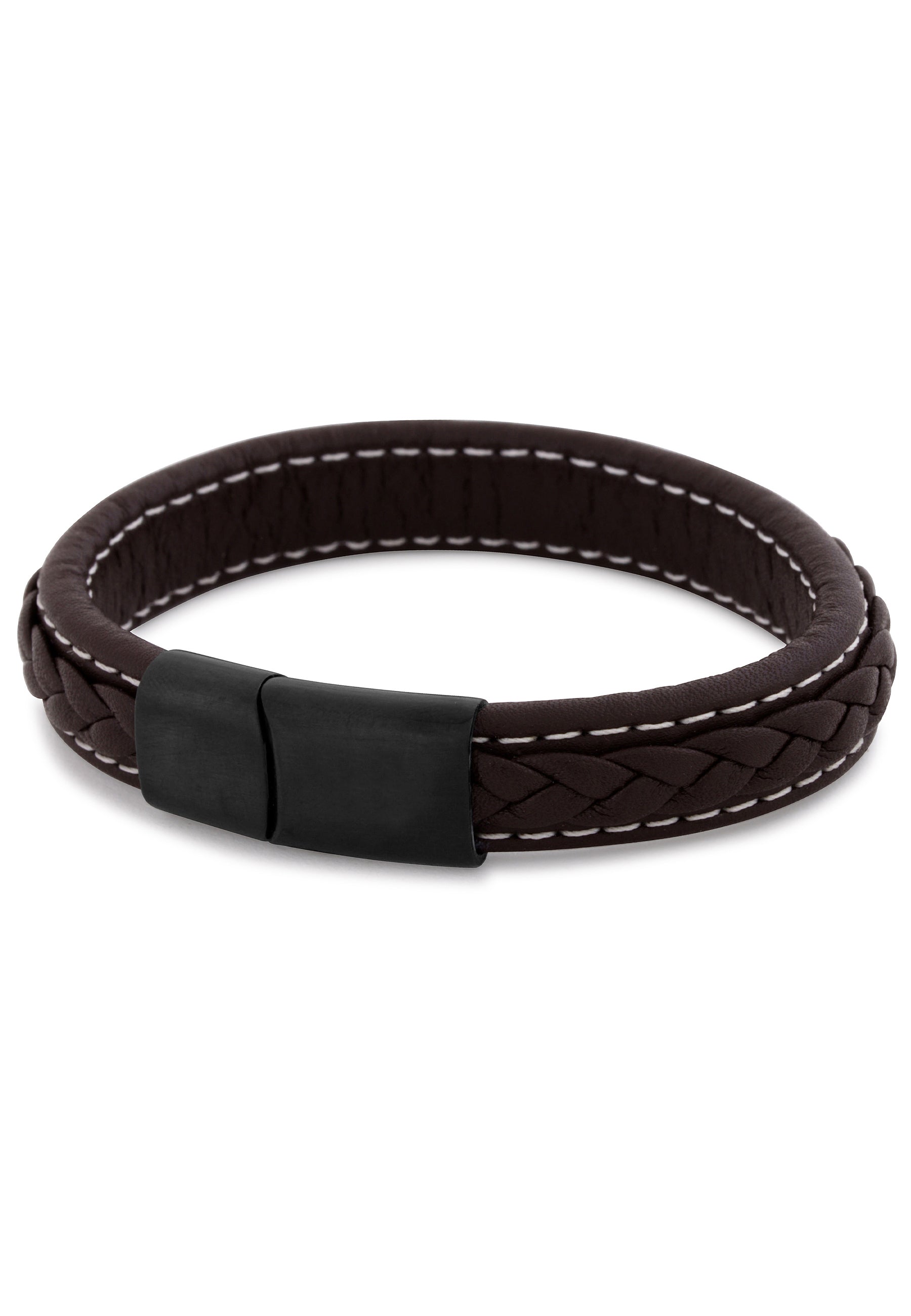 Fides-Leather-Bracelet-Mens-Matte-Black-Brown