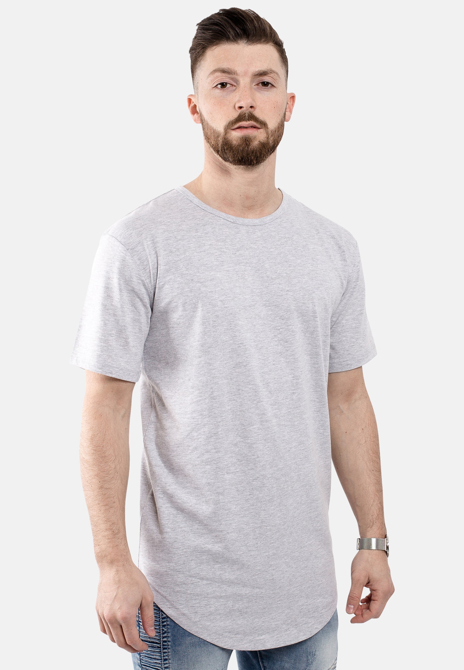 Round Longline T-Shirt Ash Grey - Blackskies | Premium Headwear