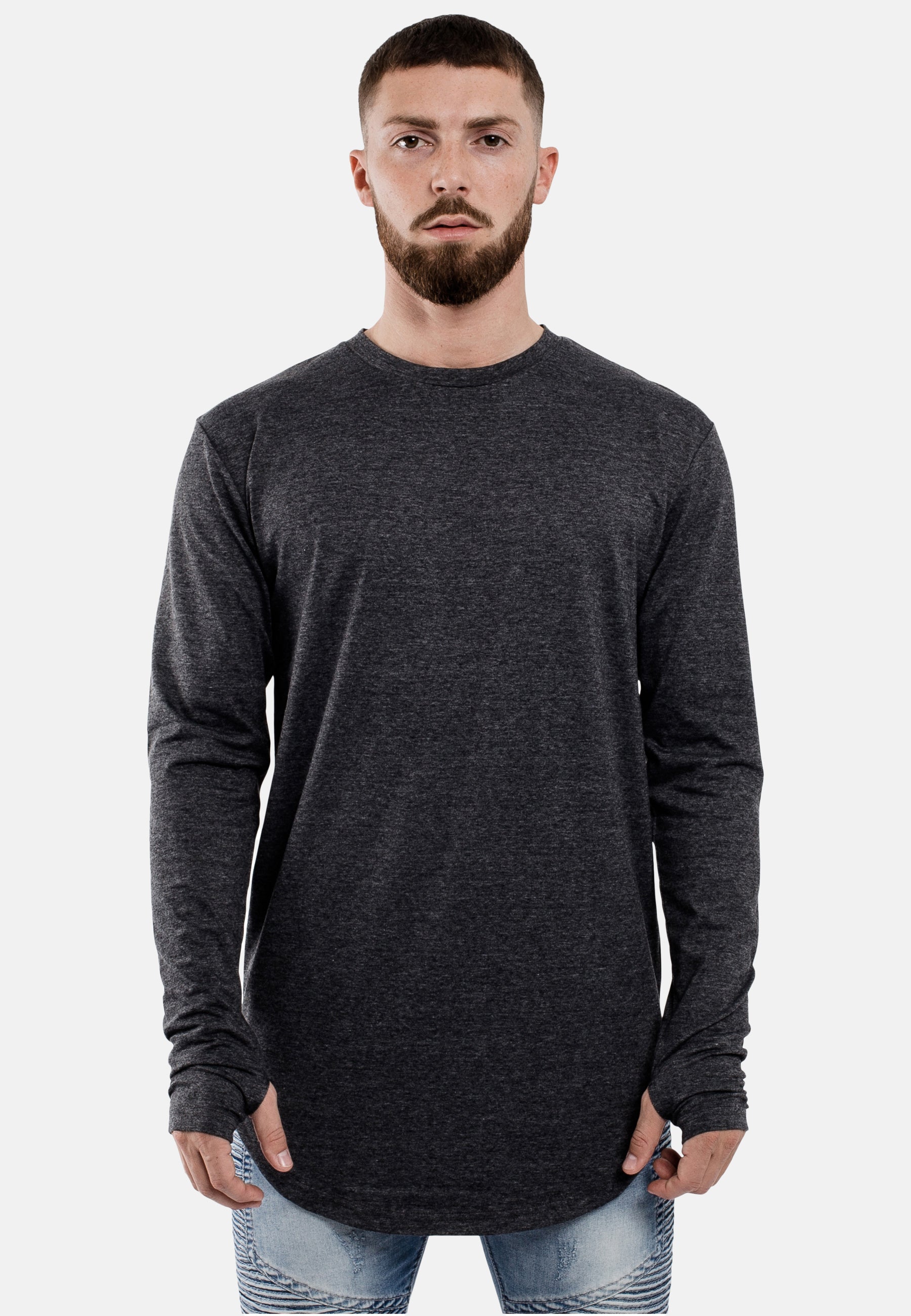 Oversize-Round-Longline-Longsleeve-T-Shirt-Charcoal-Thumbholes-Longa7z0AQPBiinee