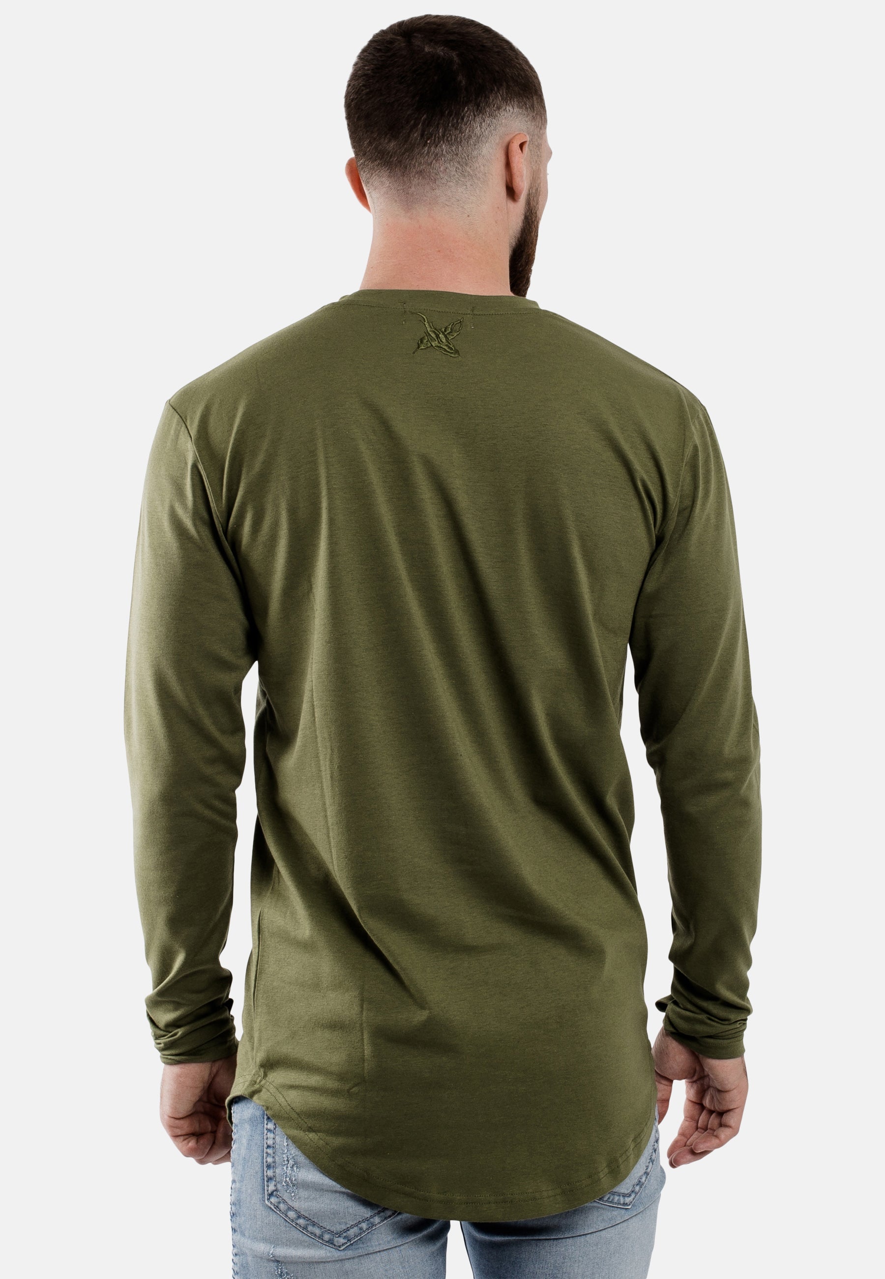 Oversize-Round-Longline-Longsleeve-T-Shirt-Olive-Back