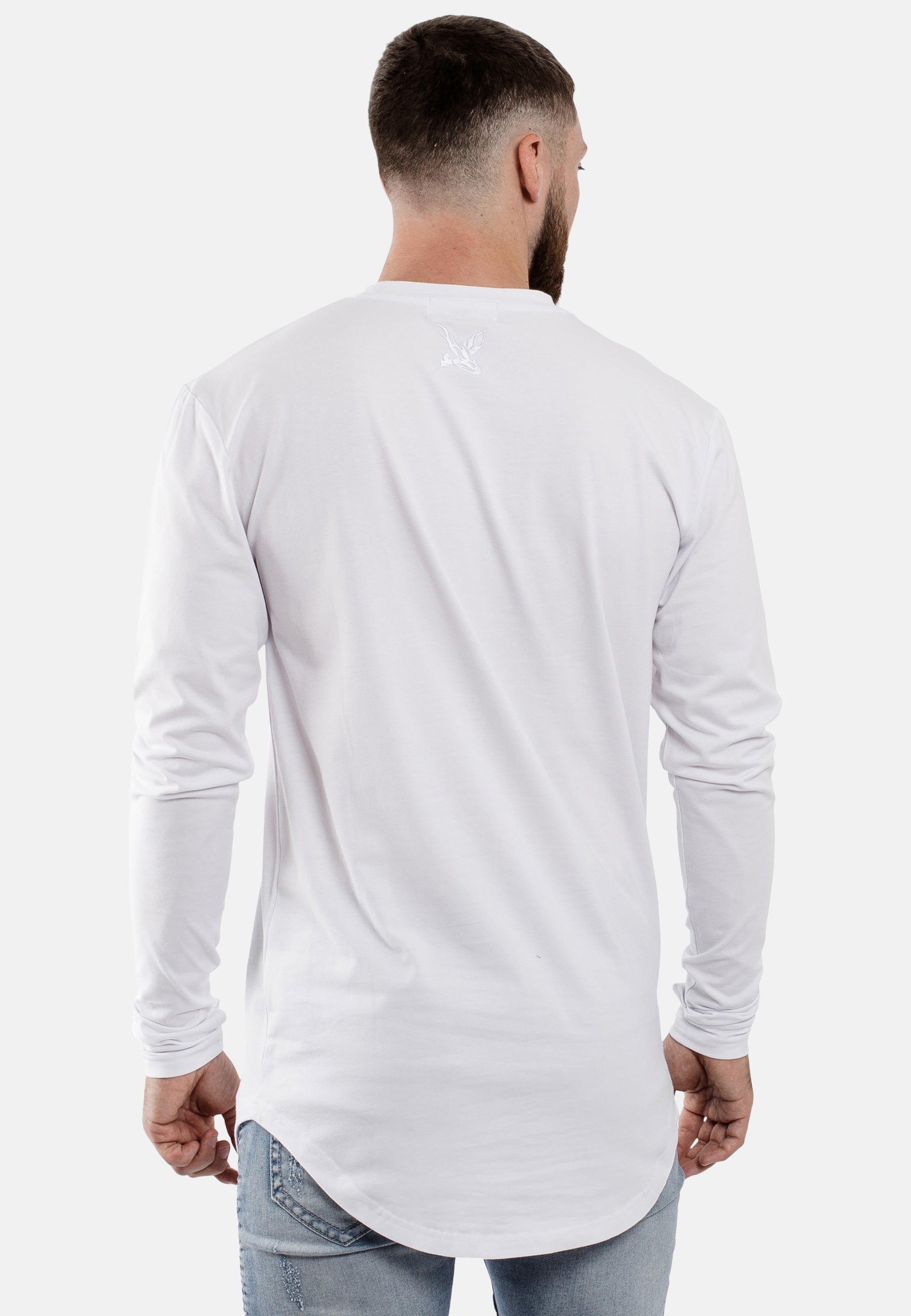 Oversize-Round-Longline-Longsleeve-T-Shirt-White-Back