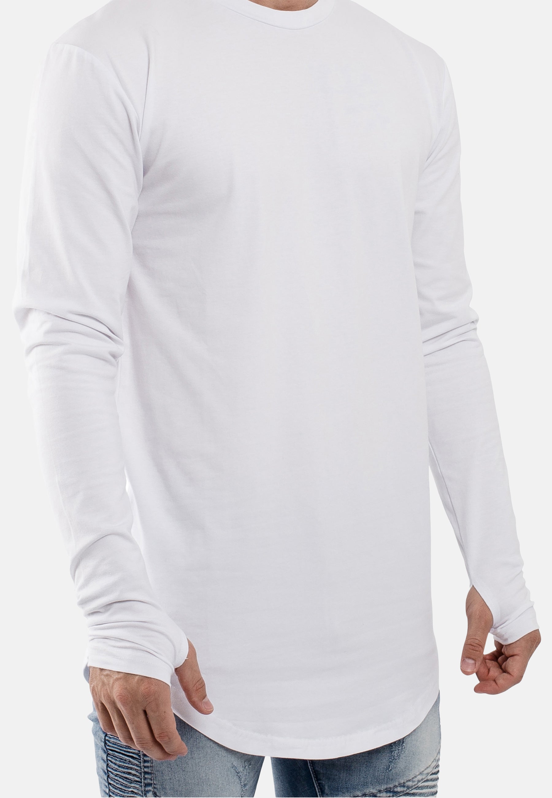 Oversize-Round-Longline-Longsleeve-T-Shirt-White-Curved-Detail