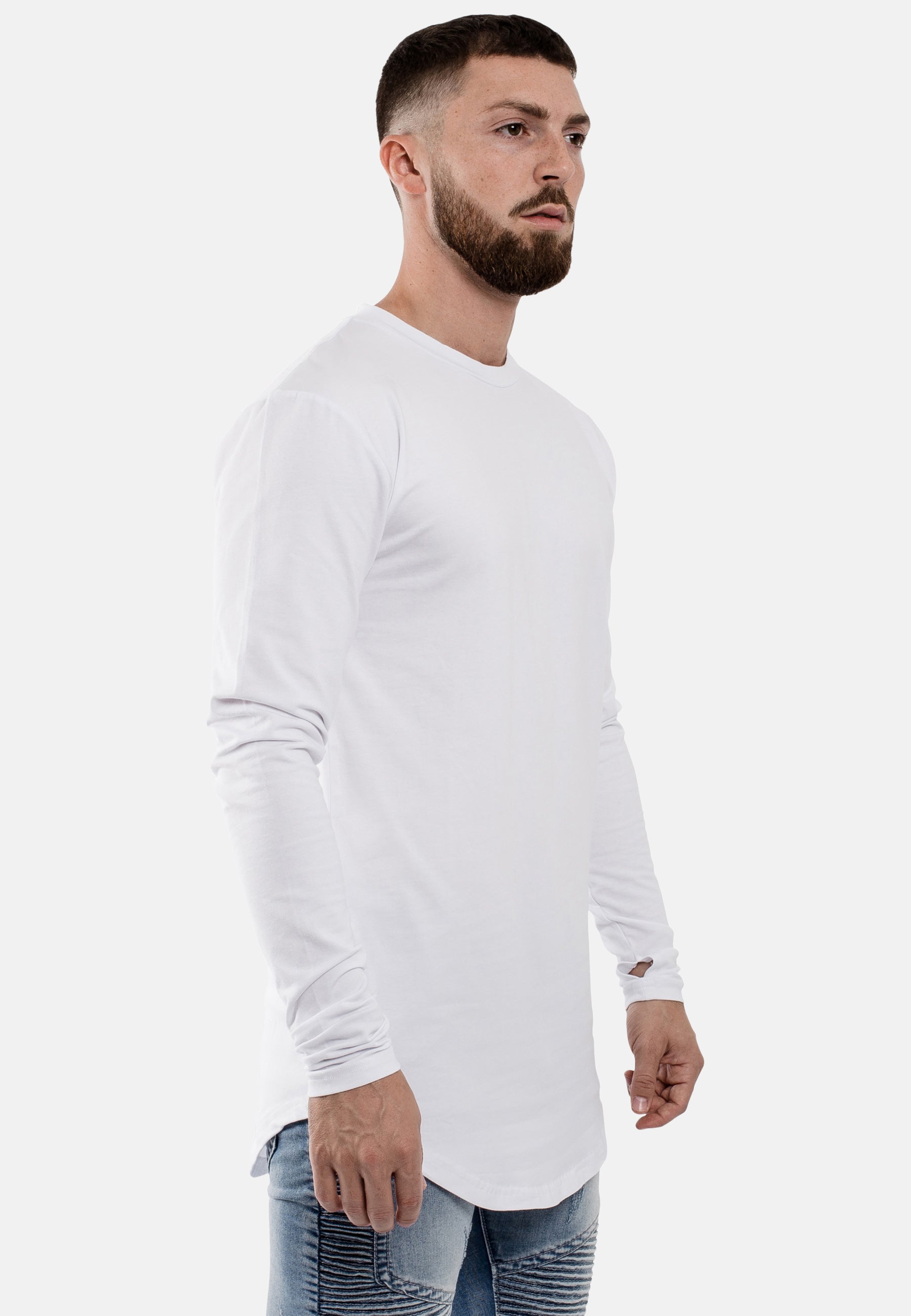 Oversize-Round-Longline-Longsleeve-T-Shirt-White-Side