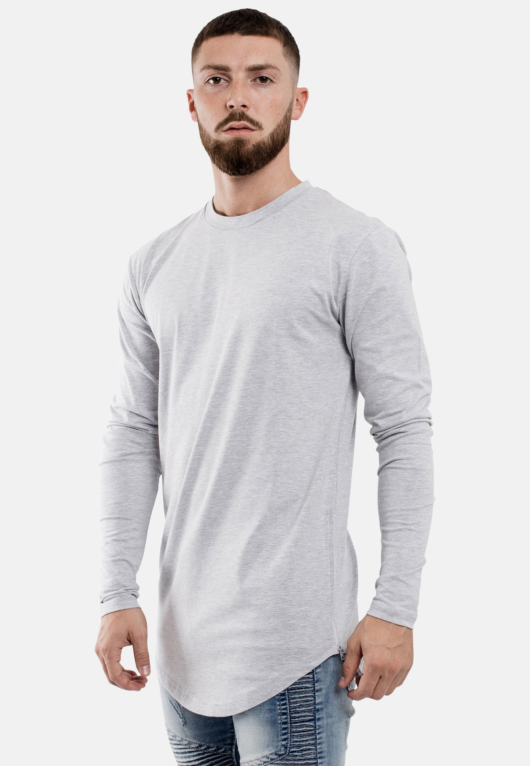 Oversize-Side-Zip-Longline-Longsleeve-T-Shirt-Ashgrey-Curved-Side