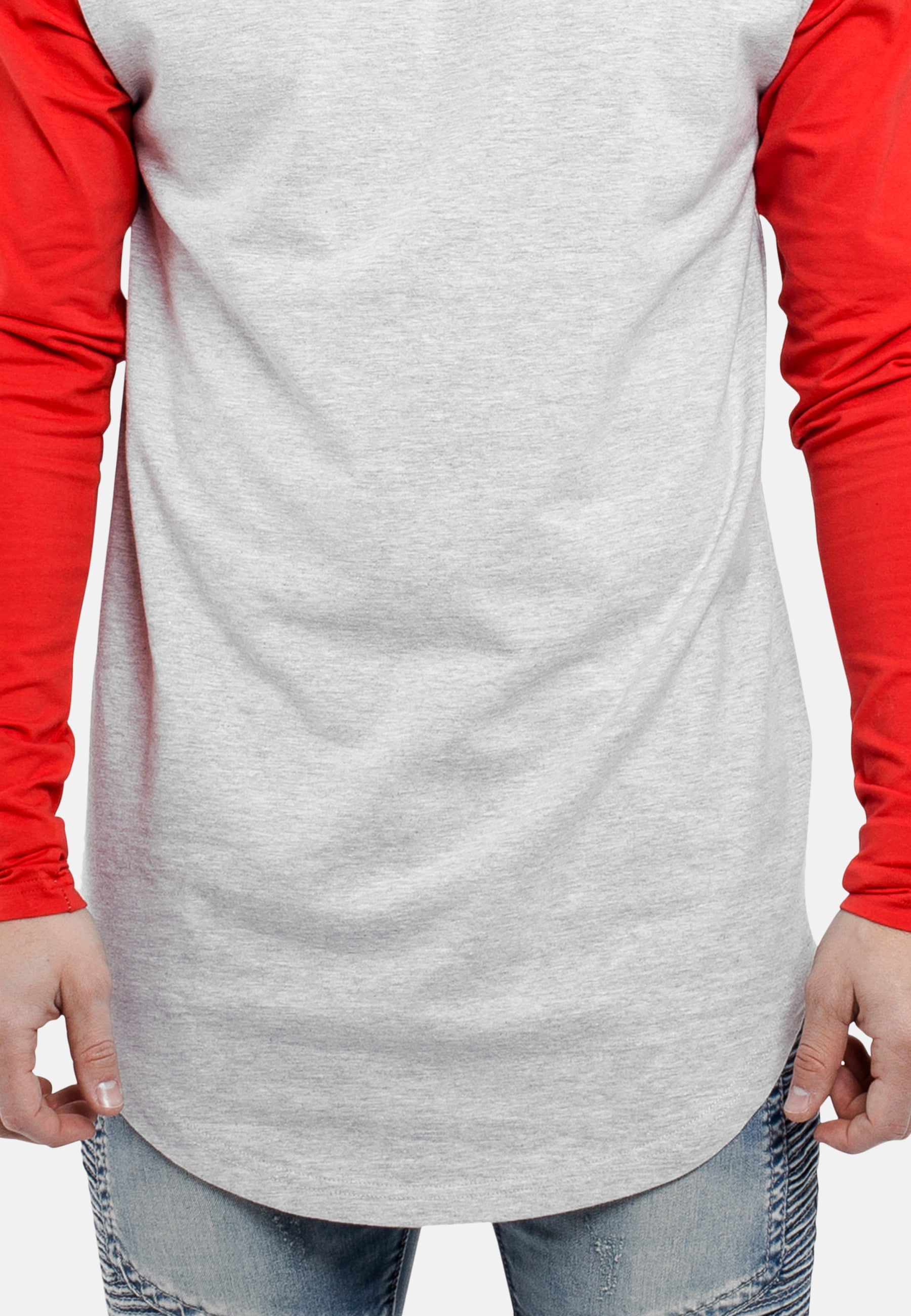Oversized-Baseball-Shirt-Ashgrey-Red-Sleeve-Detail