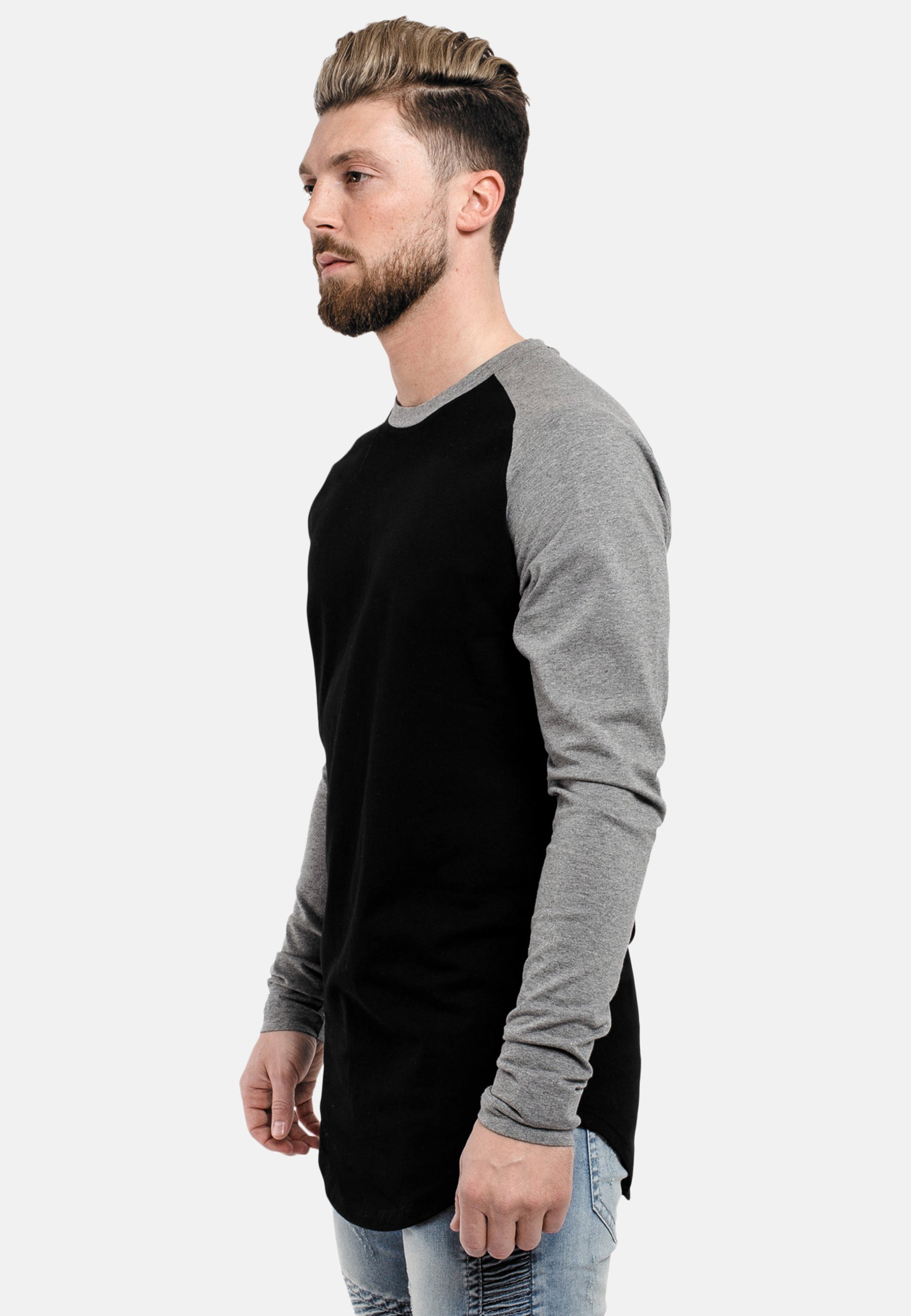Oversized-Baseball-Shirt-Black-Grey-Side