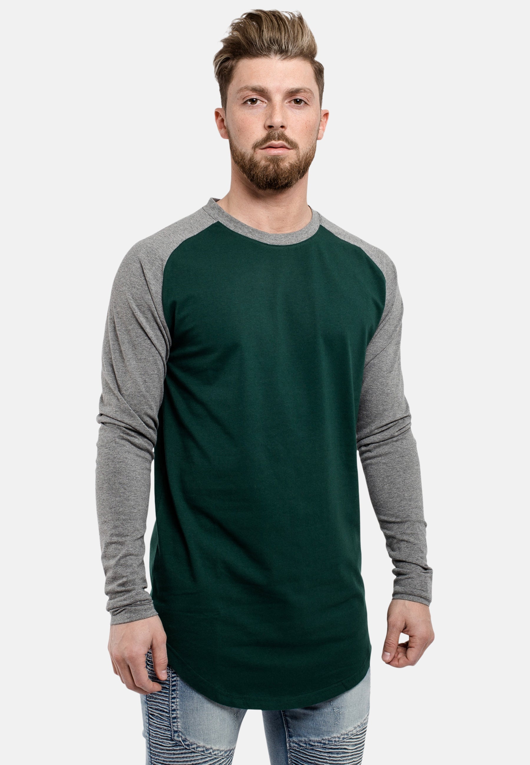 Oversized-Baseball-Shirt-Green-Grey-Front-2