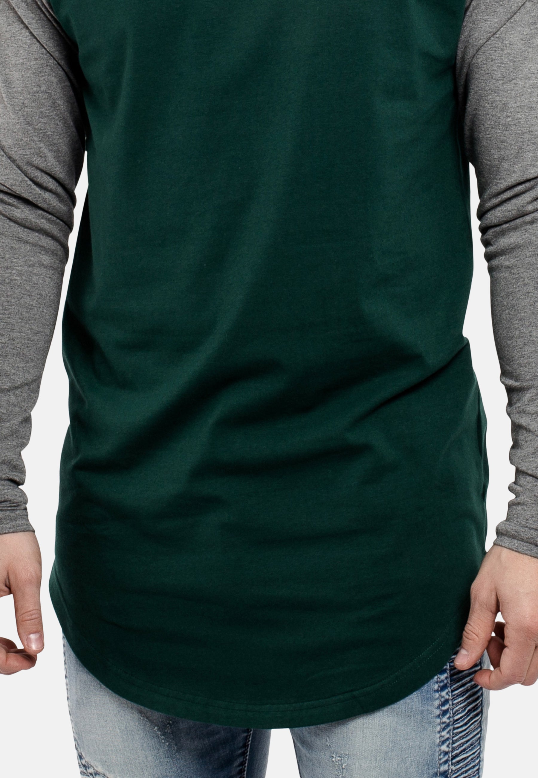 Oversized-Baseball-Shirt-Green-Grey-Sleeve-Detail