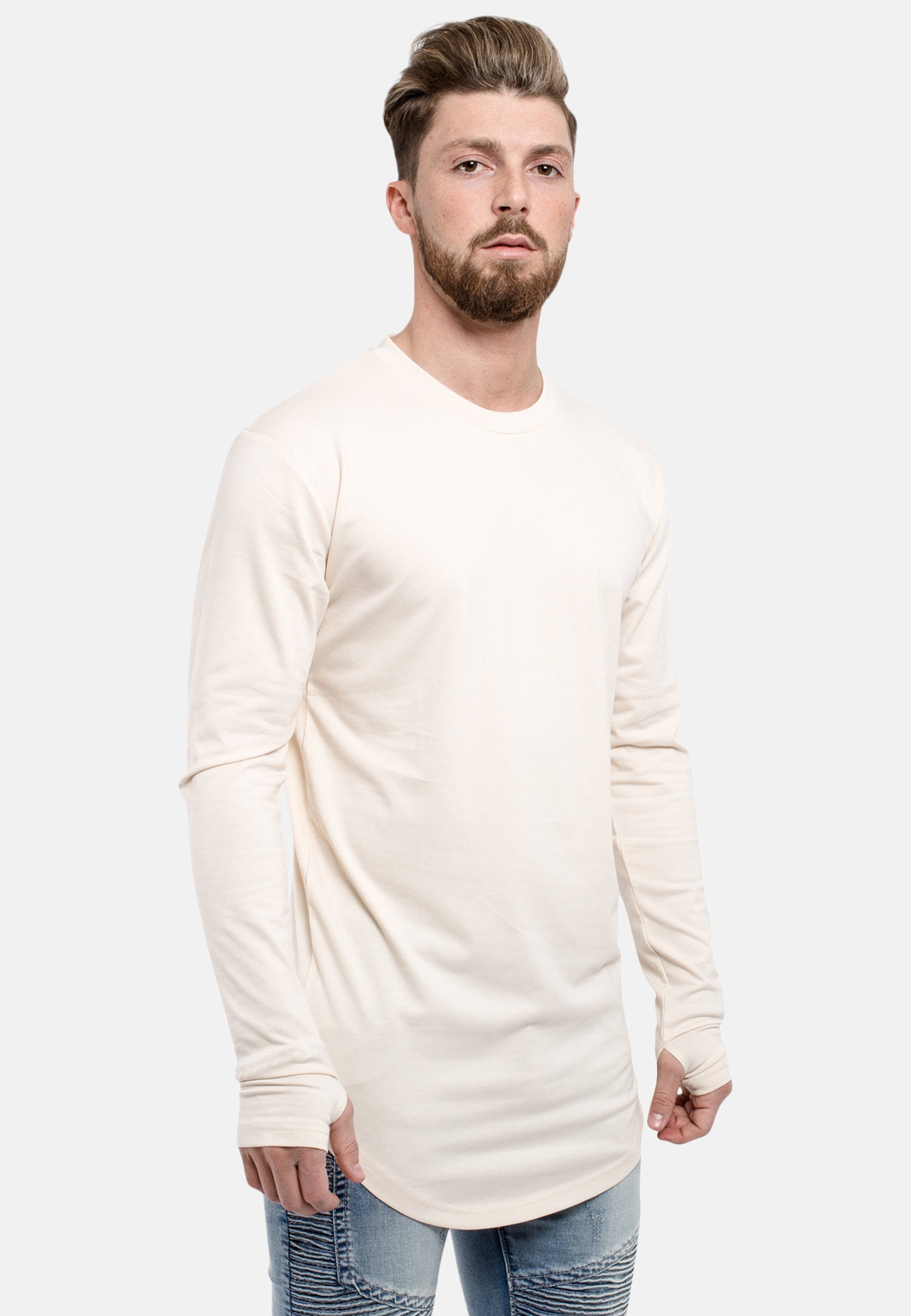Oversized-Round-Longsleeve-Shirt-Beige-Side-2