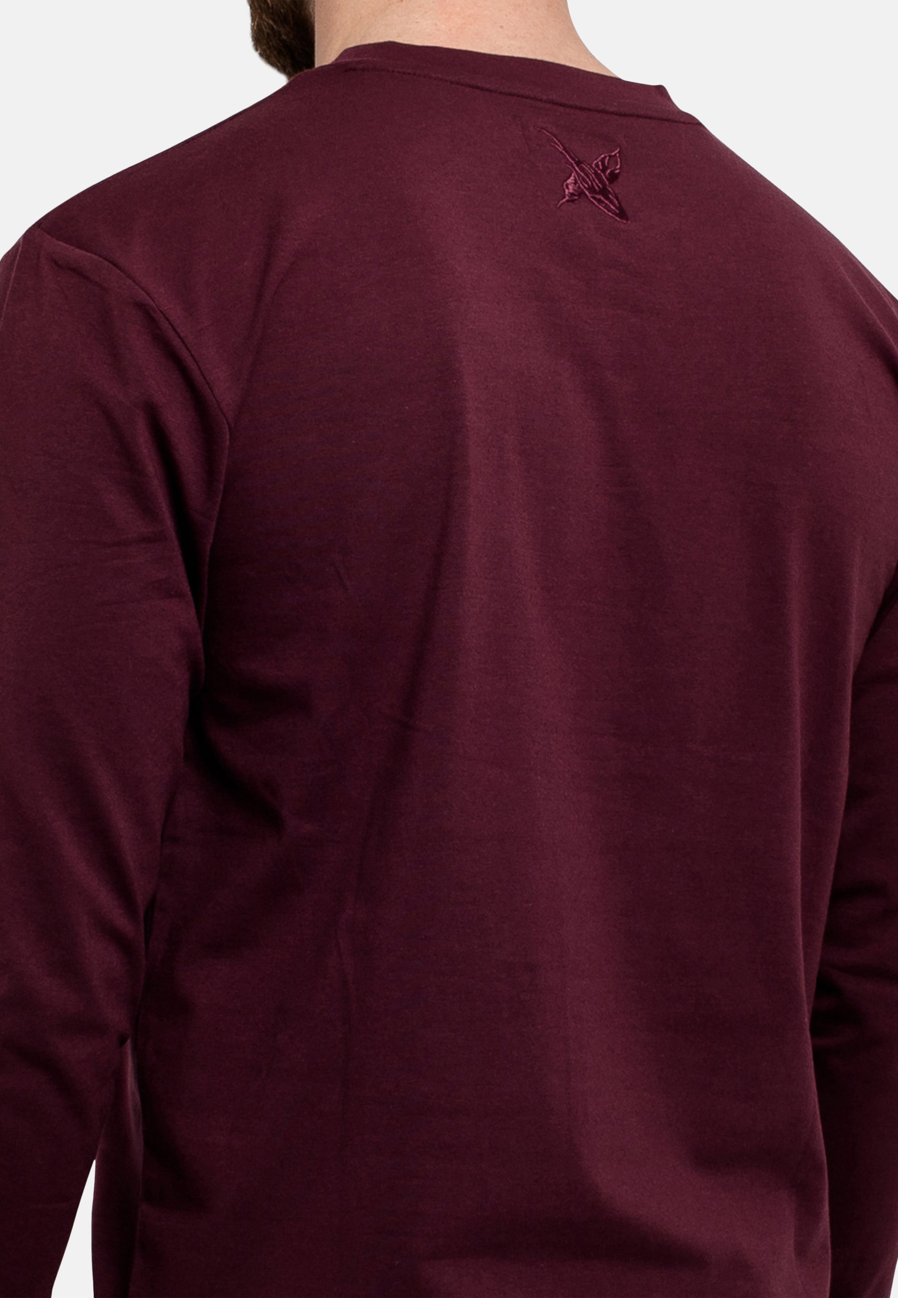 Oversized-Round-Longsleeve-Shirt-Burgundy-Back-Embroidery