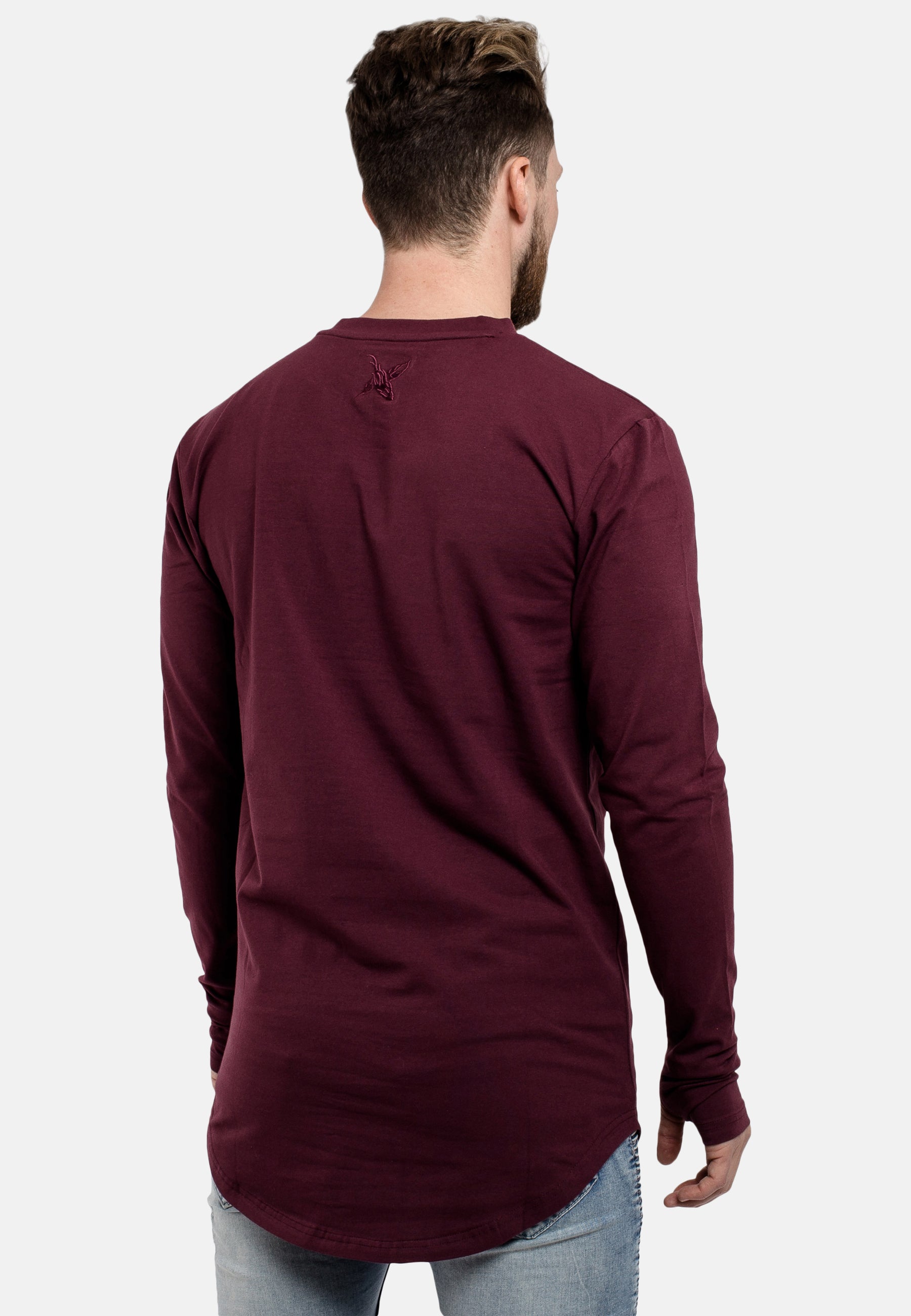 Oversized-Round-Longsleeve-Shirt-Burgundy-Back