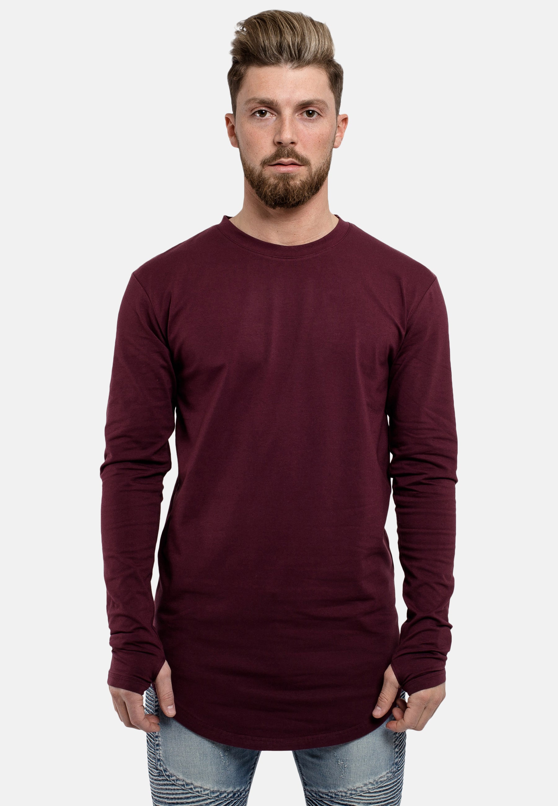 Oversized-Round-Longsleeve-Shirt-Burgundy