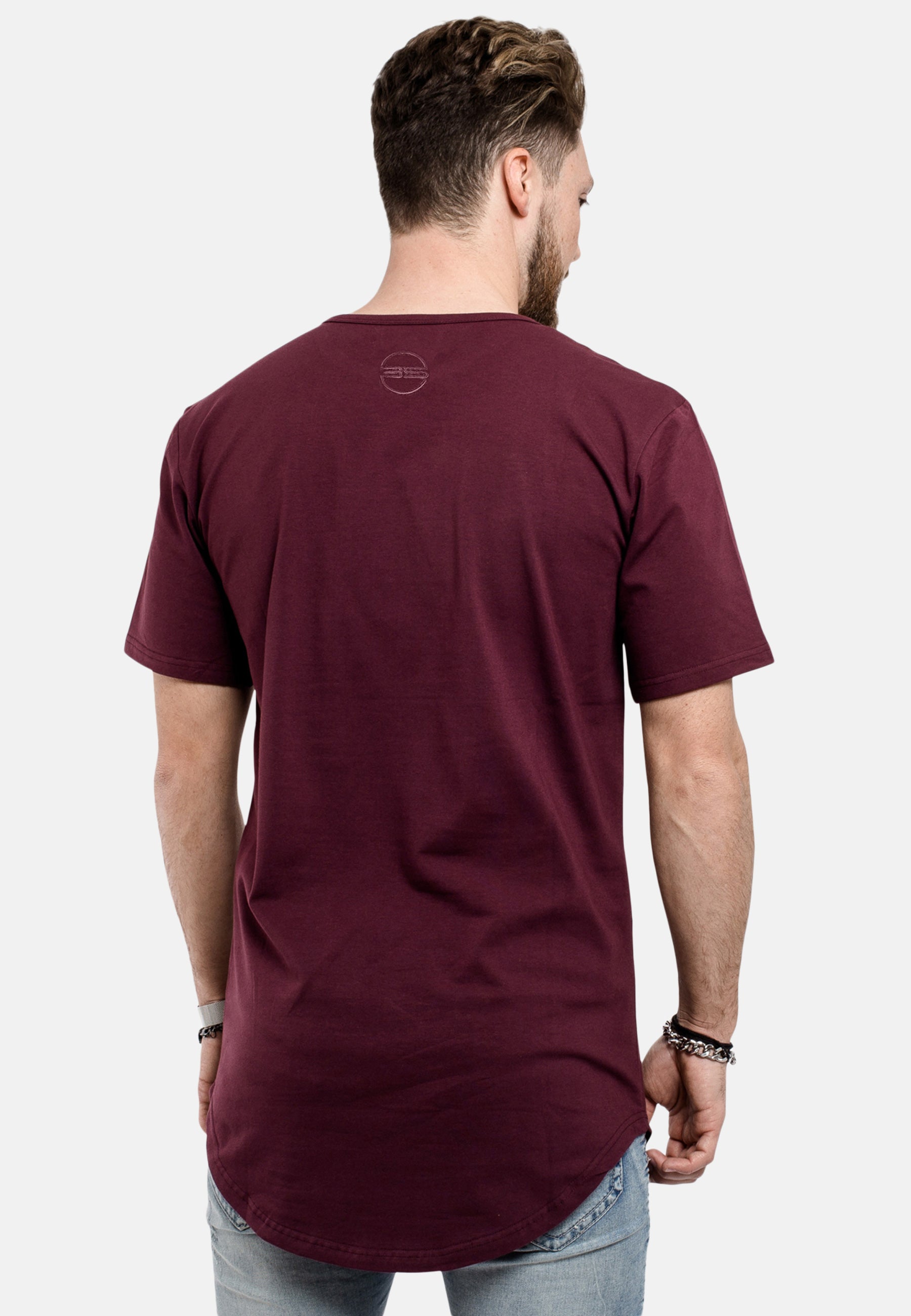 Round Longline T-Shirt Burgundy - Blackskies | Premium Headwear