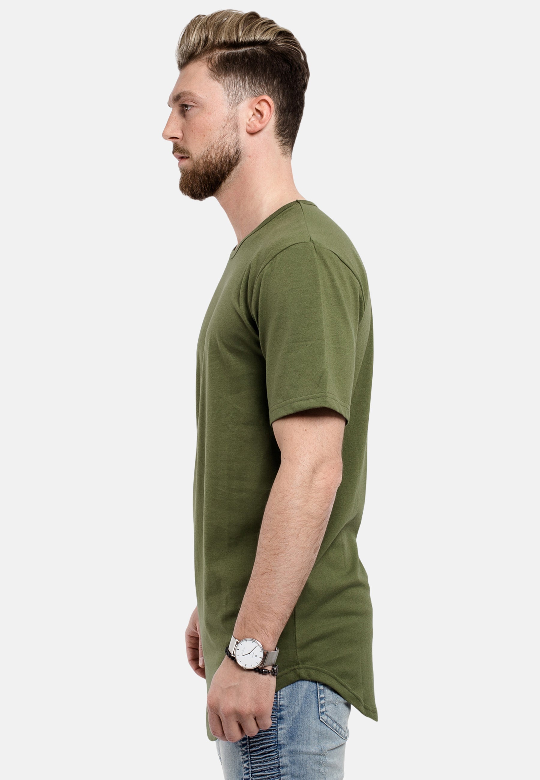 Oversized-Round-T-Shirt-Olive-Side-Curved