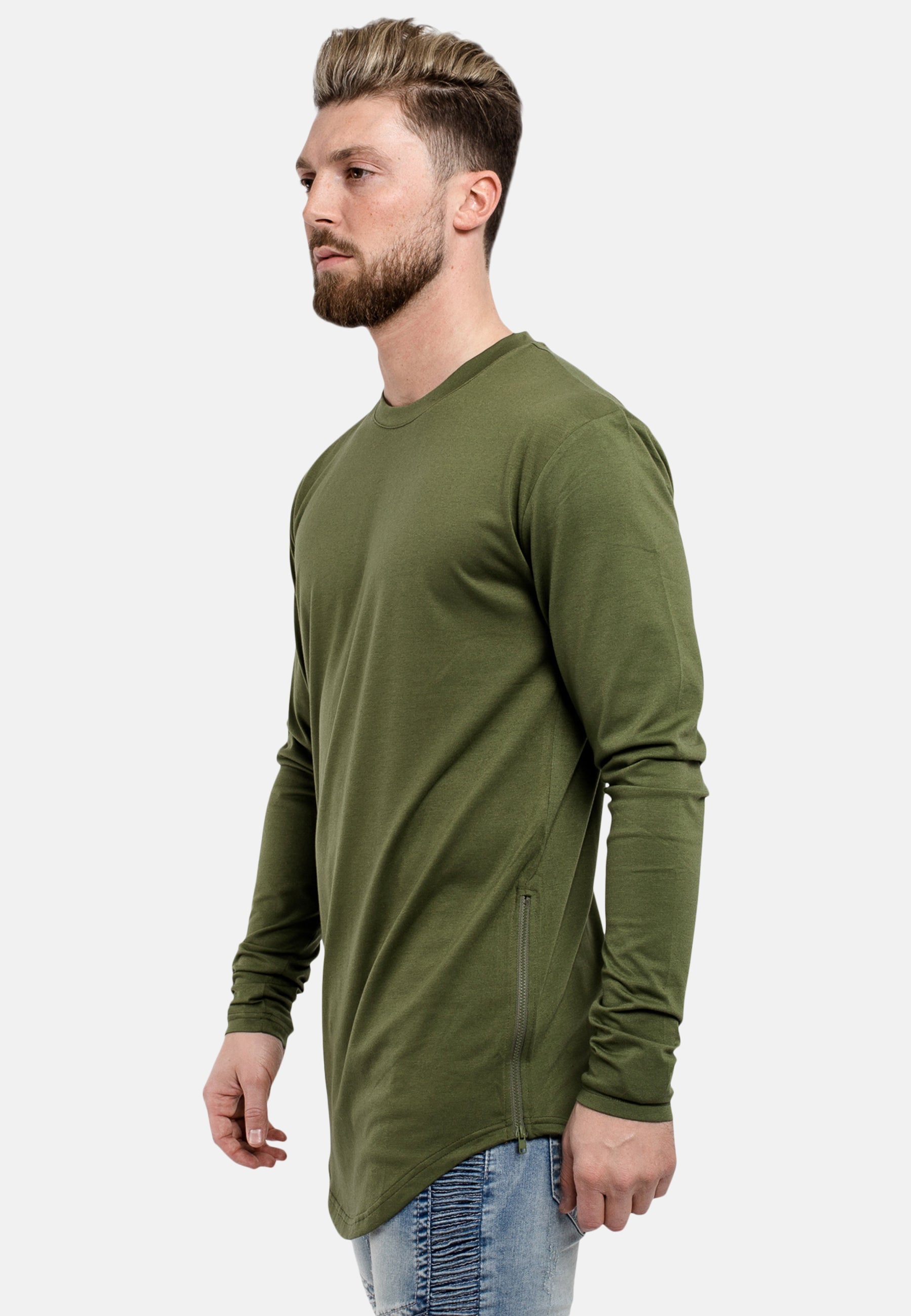 Oversized-Side-Zip-Longsleeve-Shirt-Olive-Side