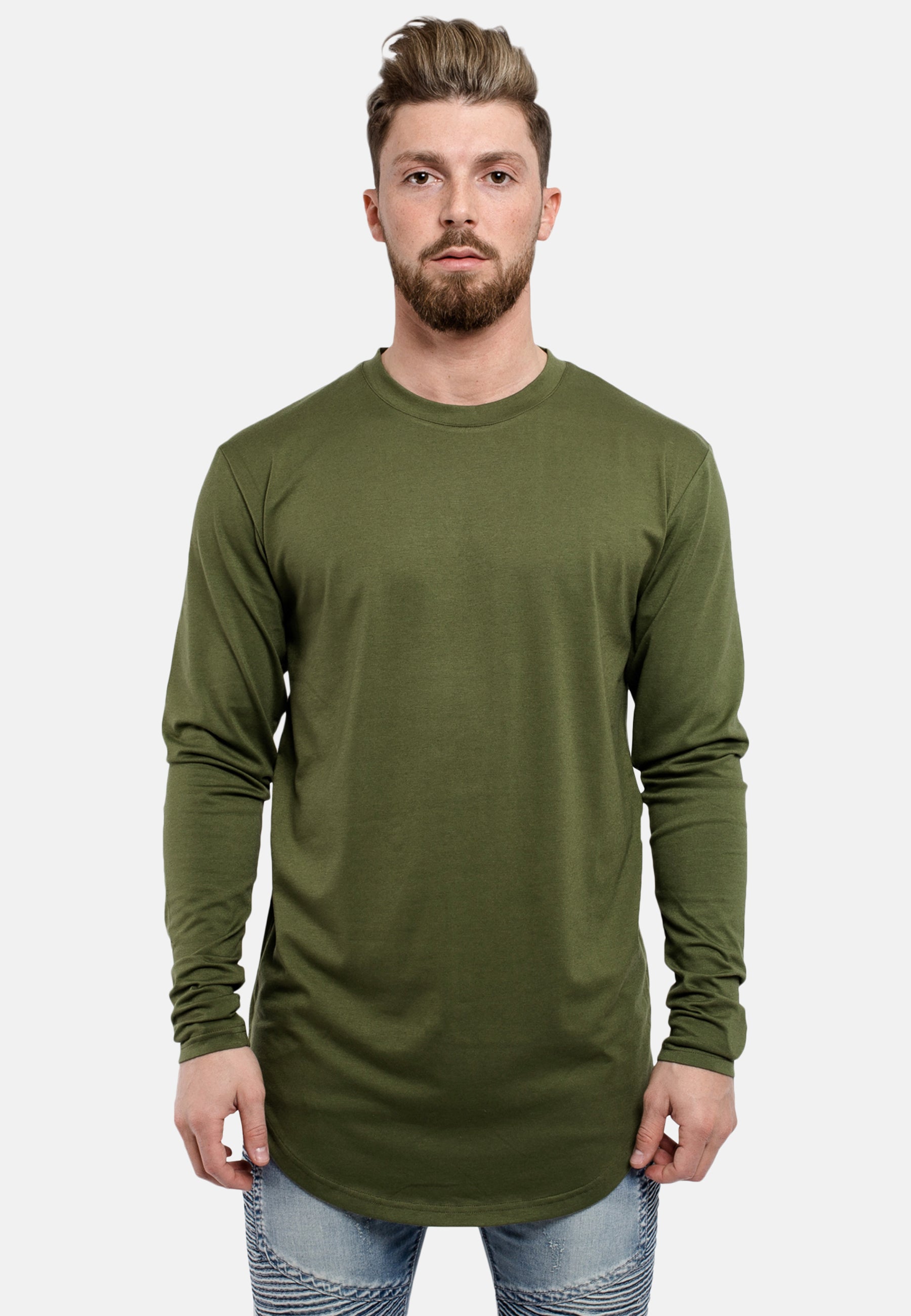 Oversized-Side-Zip-Longsleeve-Shirt-Olive