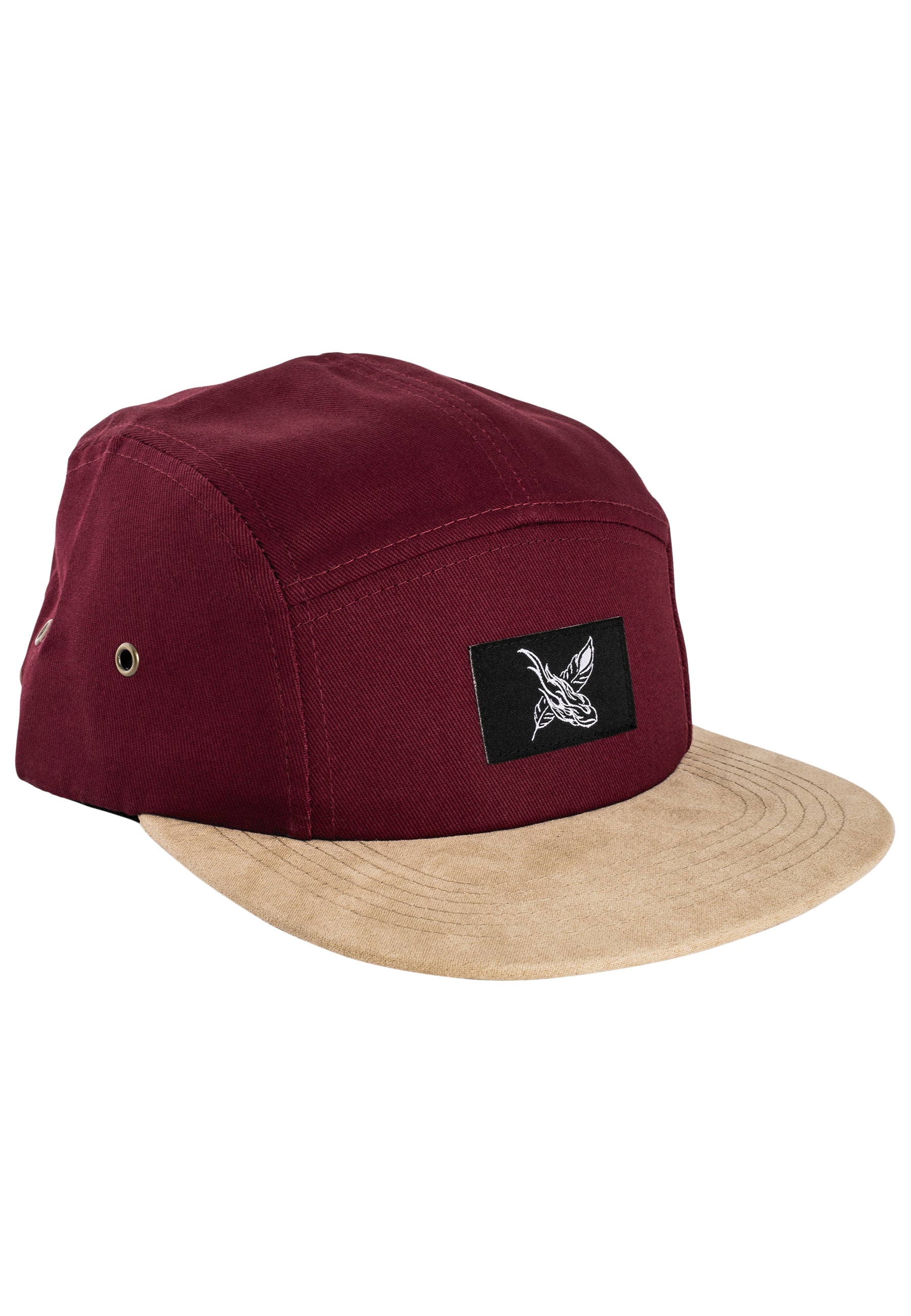 Port-Said-5-Panel-Cap-wine-red-side