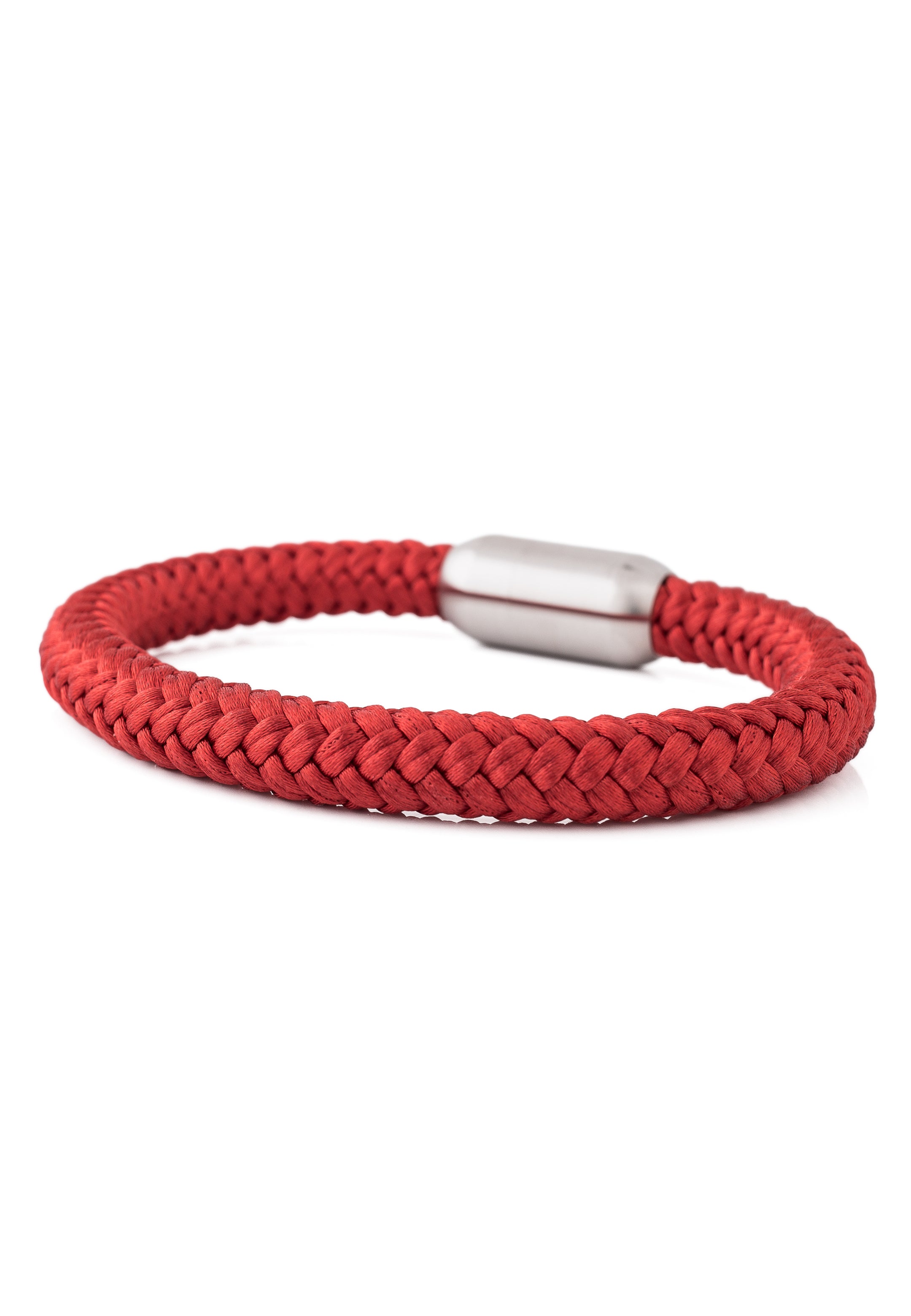 Portus-Nylon-Bracelet-Matte-Silver-Maroon-Nautical-Maritime-Magnet-Detail